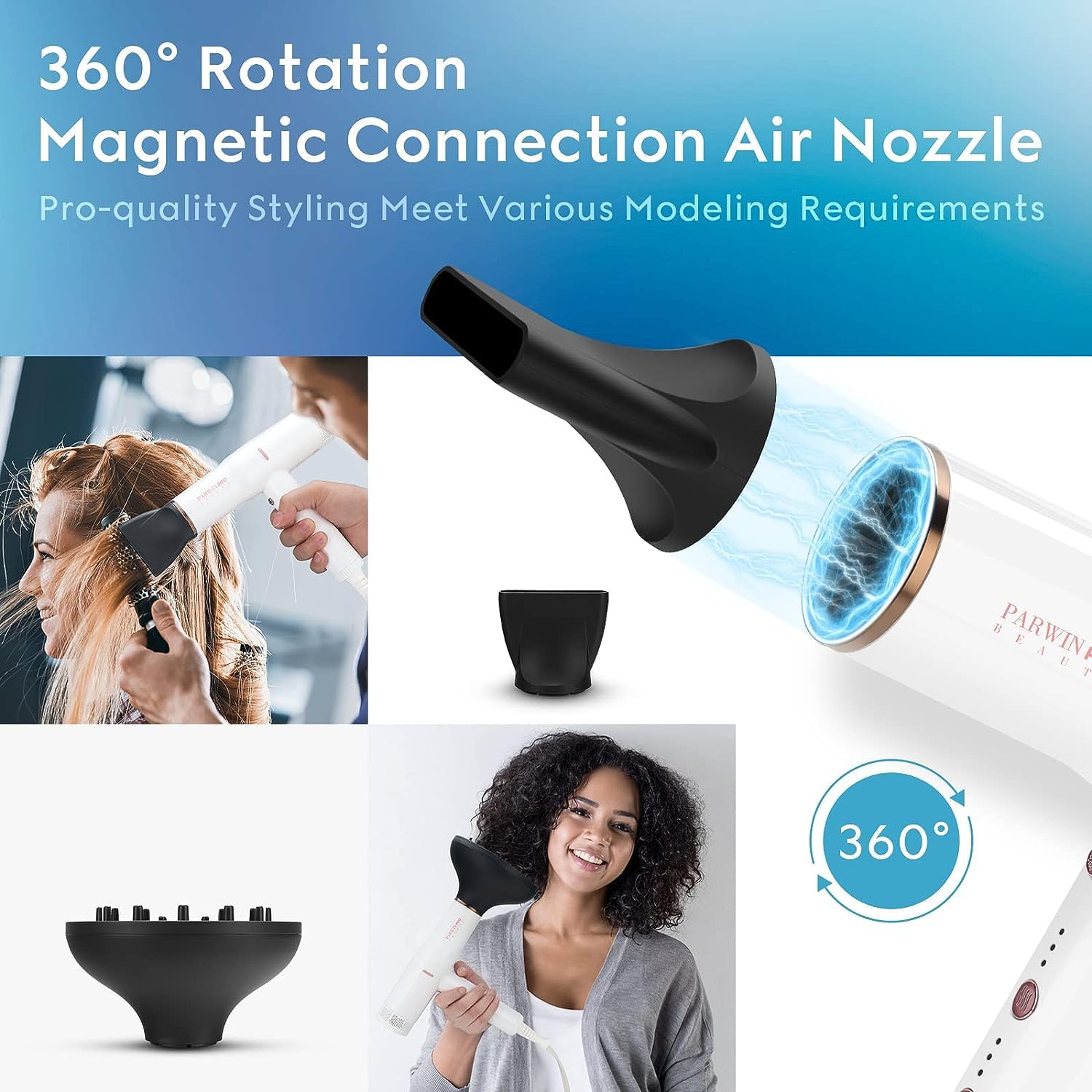 Hair Blow Dryer with Diffuser, IG INGLAM Professional 110,000 RPM High Speed Brushless Motor Negative Ion Low Noise Constant Tem