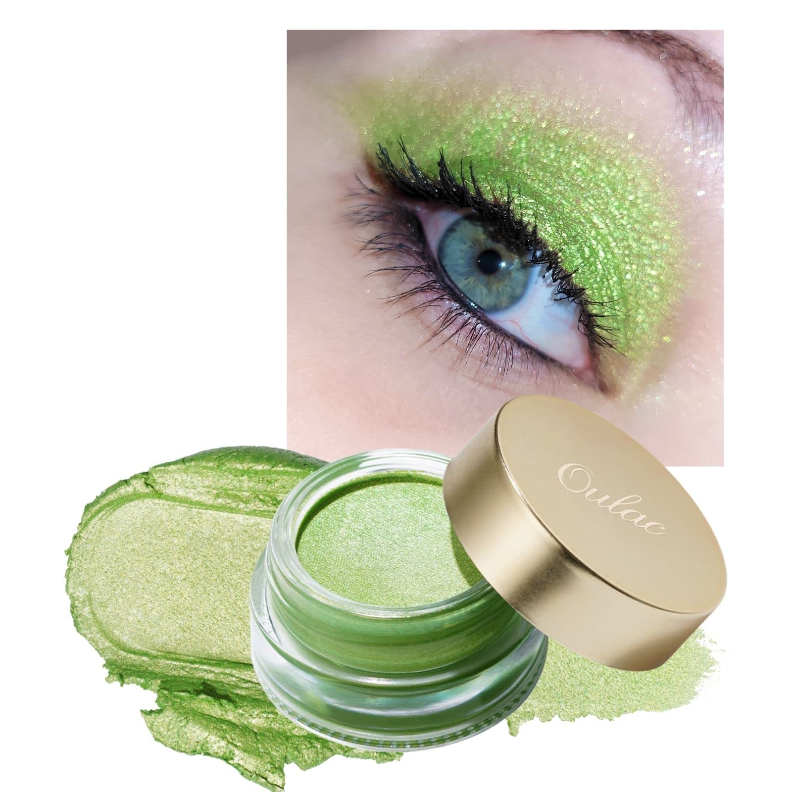 Oulac Lime Green Eyeshadow-Green Glitter Eyeshadow Highly Pigmented Waterproof & Long Lasting For Women With Moisturizing Formul