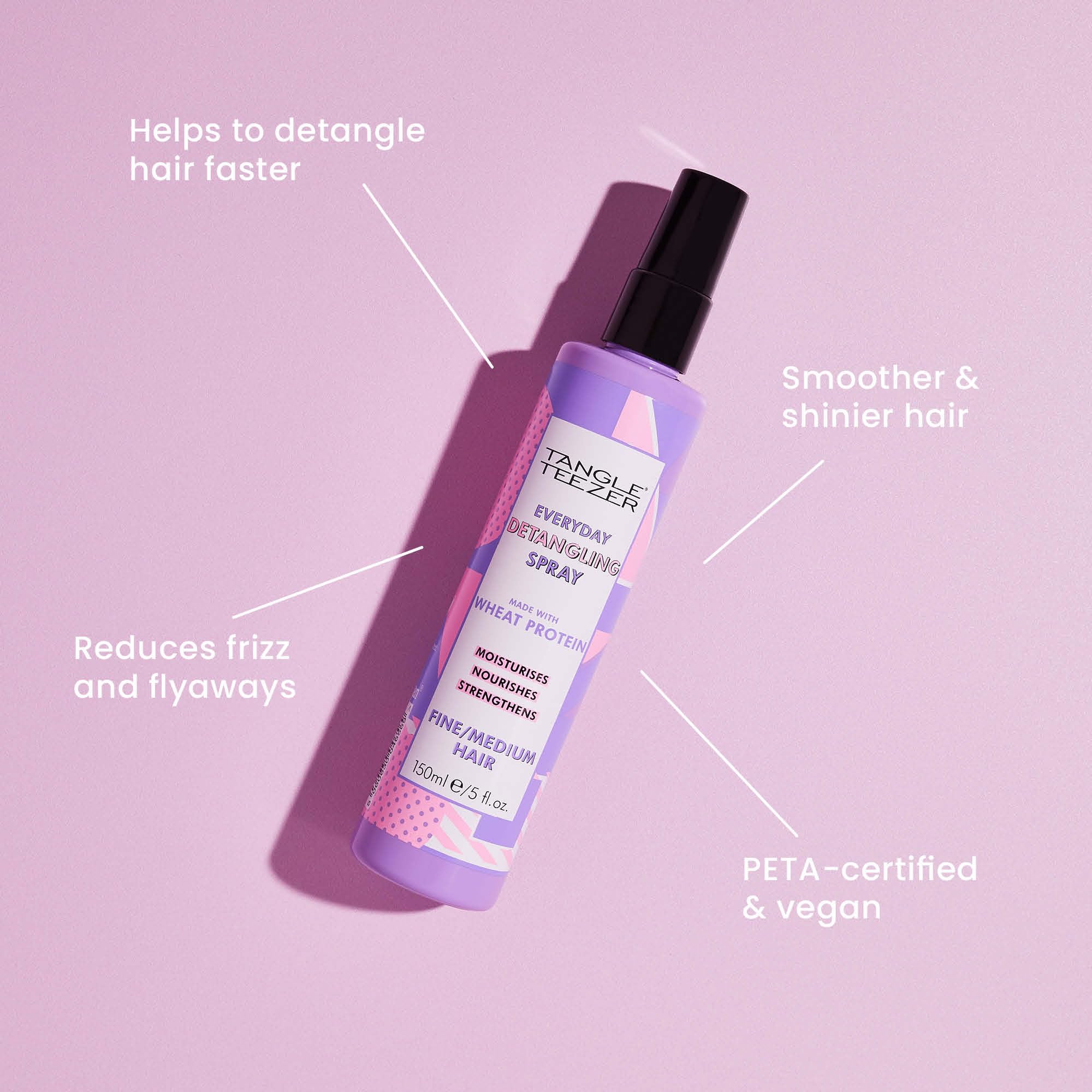 Tangle Teezer  Detangling Spray for Fine & Medium Hair  Lightweight Formula  Vegan & PETA-certified  Enriched with Wheat Protein