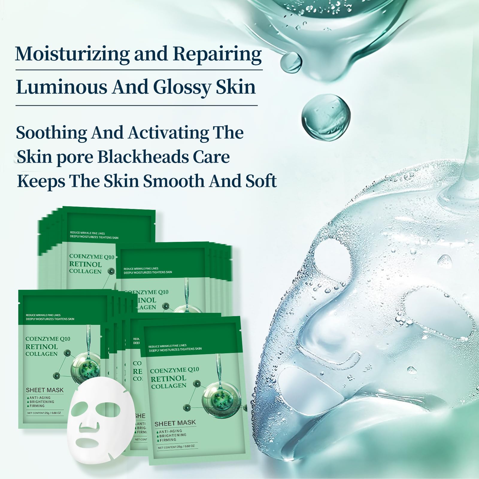 Collagen Face Sheet Mask Anti Aging Face Mask Skin Care Face Mask Sheets Collagen Face Mask Sheets Pack With Retinol Sheet Face