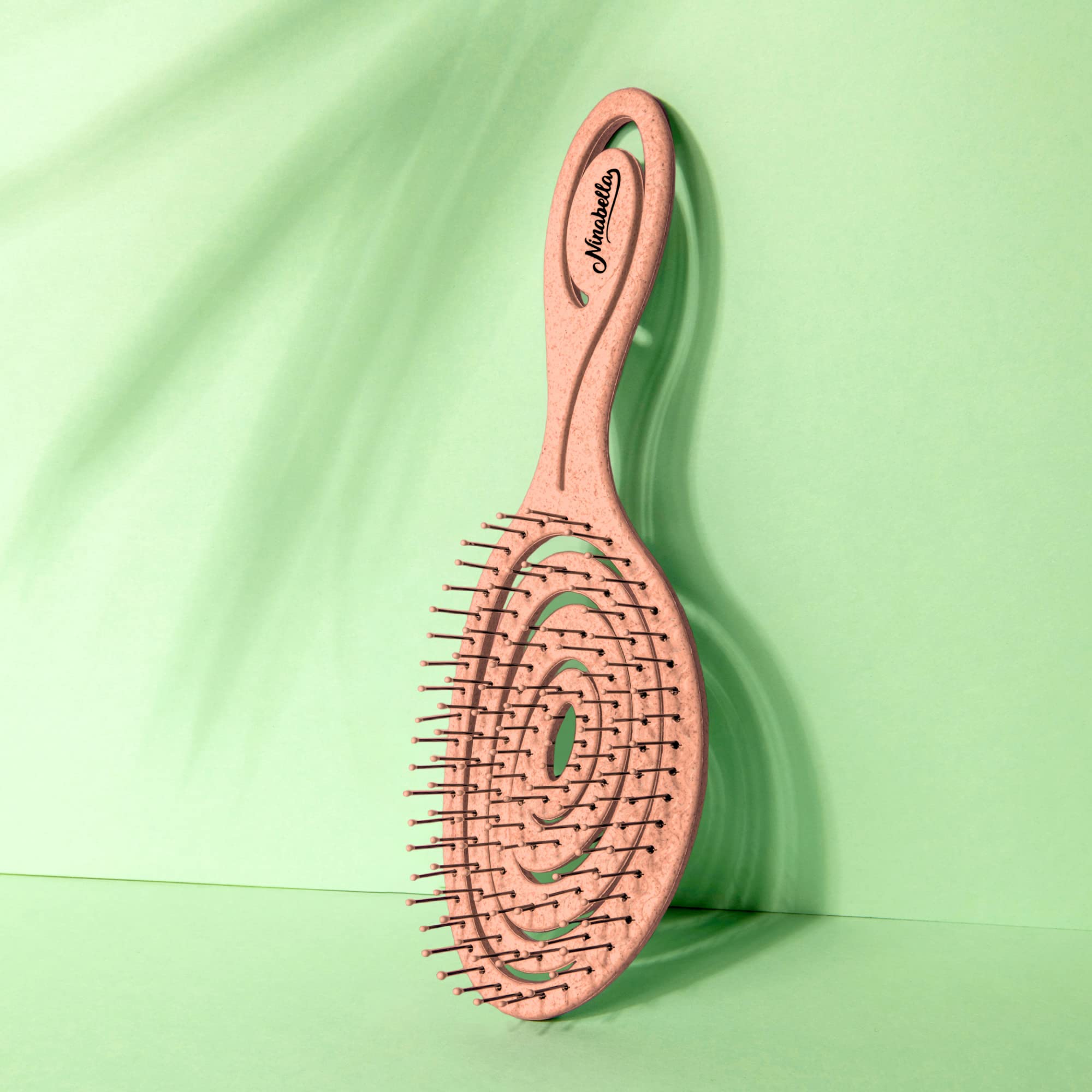 Ninabella Detangling Hair Brush - Wet Brush, Spiral Design, Old Rose, Regular Size, Model NINAS002MRNAOSP, Ideal for All Hair Types