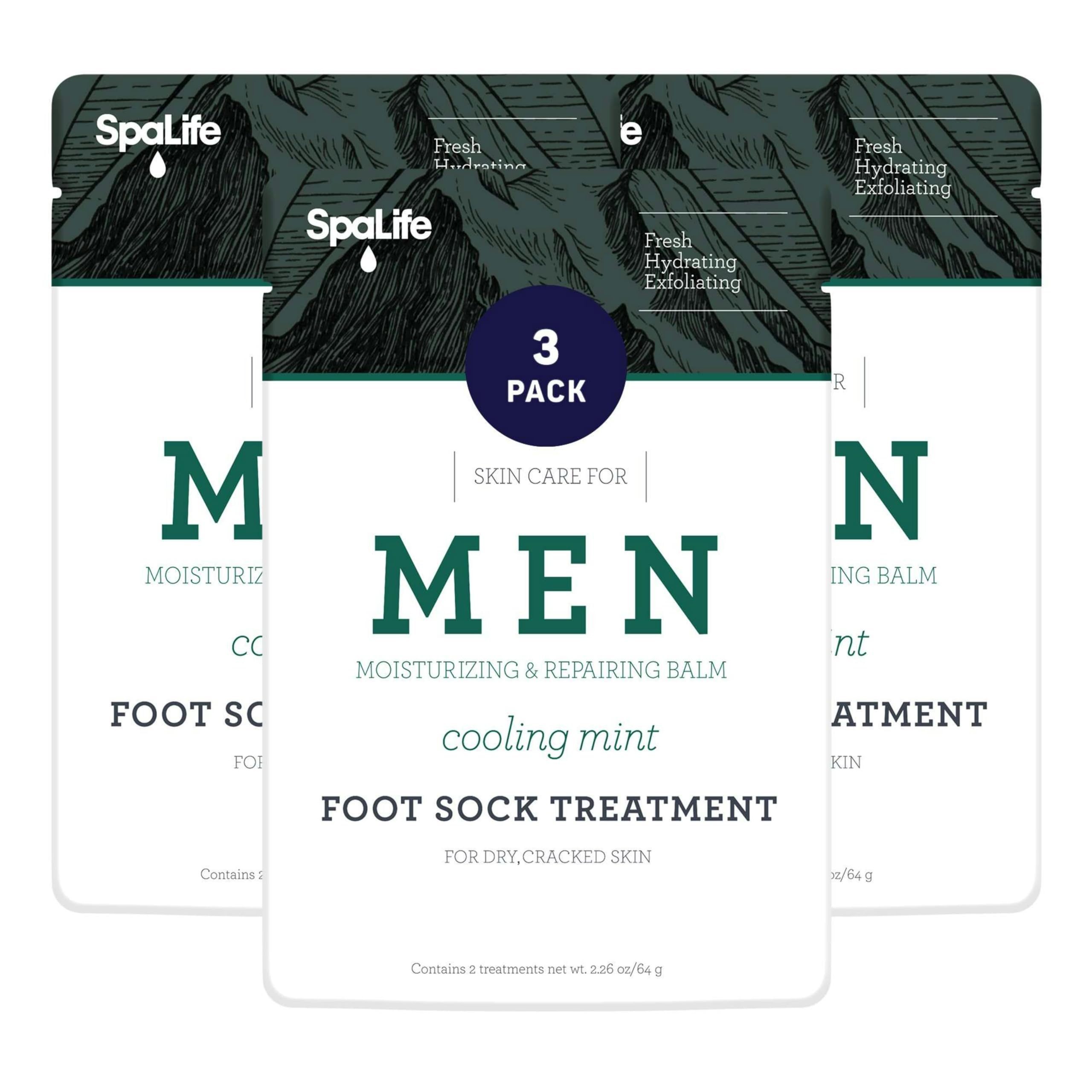 Spa Life Men's Cooling Mint Foot Repair Balm and Moisturizing Socks Set - Revitalizing Hydrating Foot Mask for Soothing Tired, A