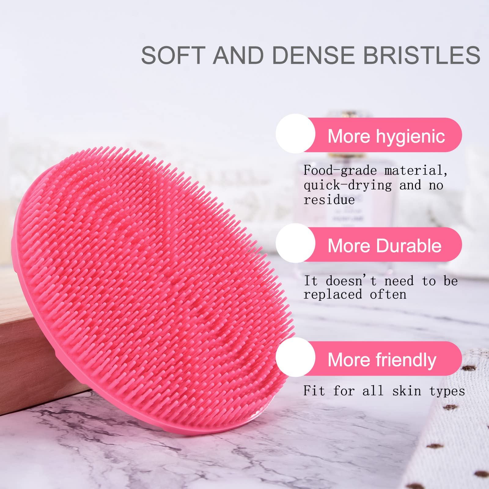 Innerneed Food-Grade Soft Silicone Body Scrubber Shower Brush, With Scalp Massager Shampoo Brush, Wet & Dry Manual Scalp Care Ha