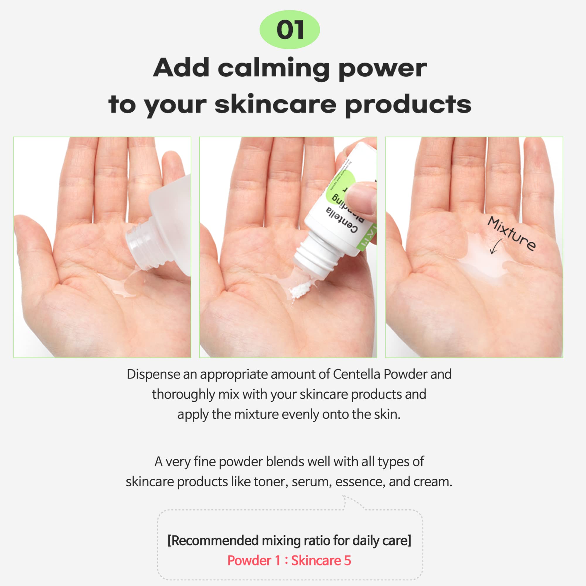 TIAM Centella Blending Powder, CICA Powder, Sebum Control, reduce acne marks, Asiaticoside, Madecassic Acid, Asiatic Acid, 0.35