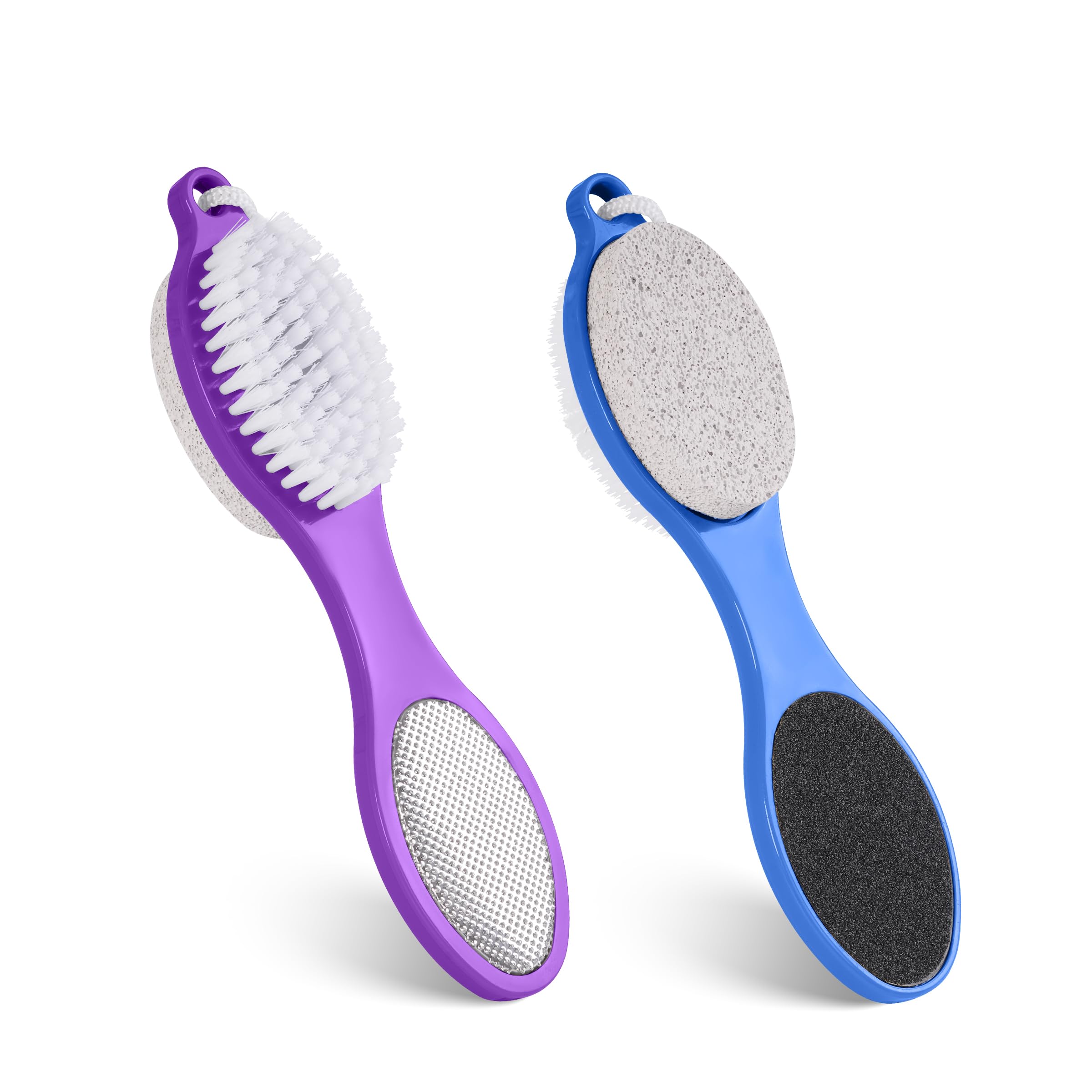 2 Pcs 4 in 1 Foot Scrubber Brush with Pumice Stone