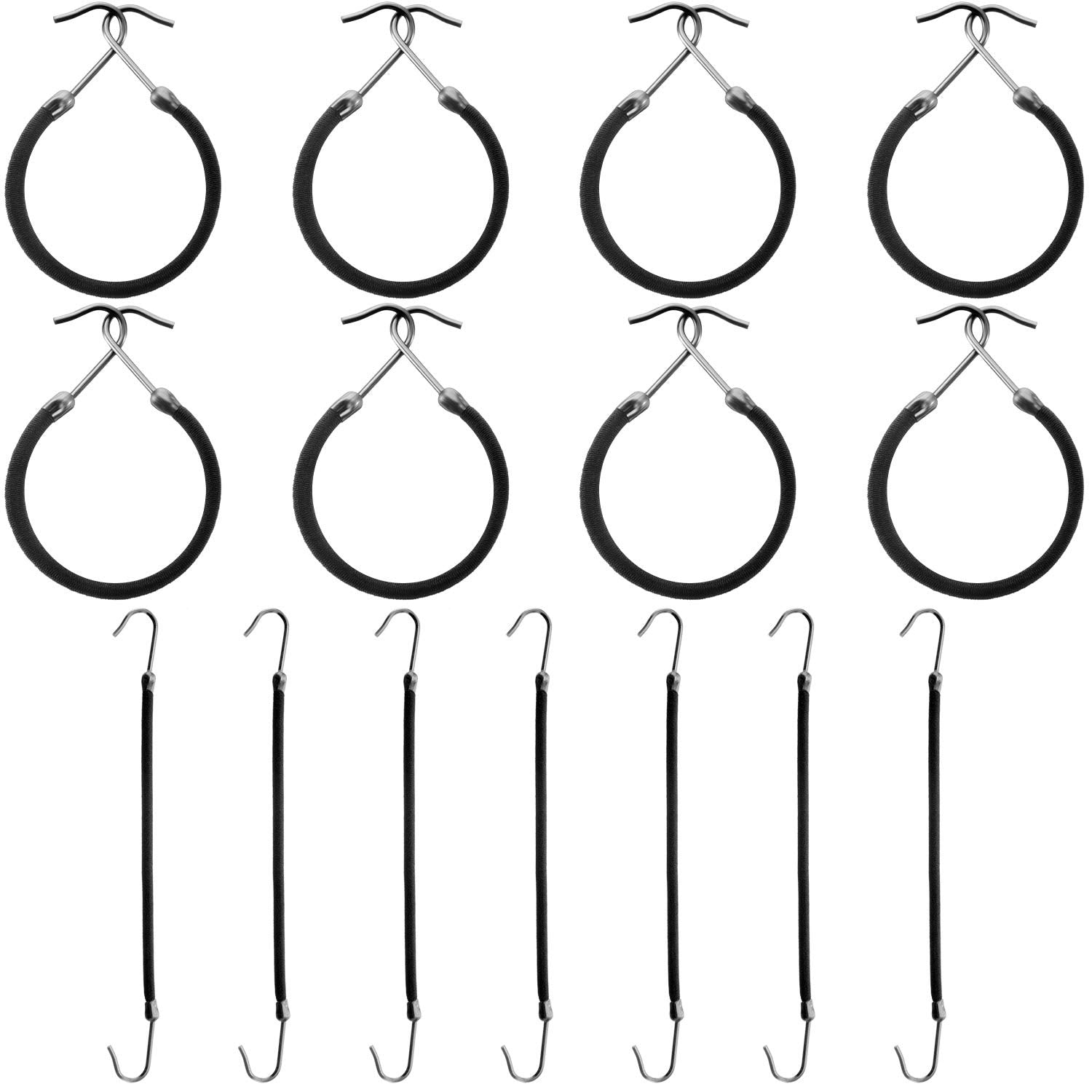 Hotop 15 Pieces Elastic Hook Hair Tie Styling Ponytail Holder Hooks Hair Cord for Curly Hair Long Hair (Black)