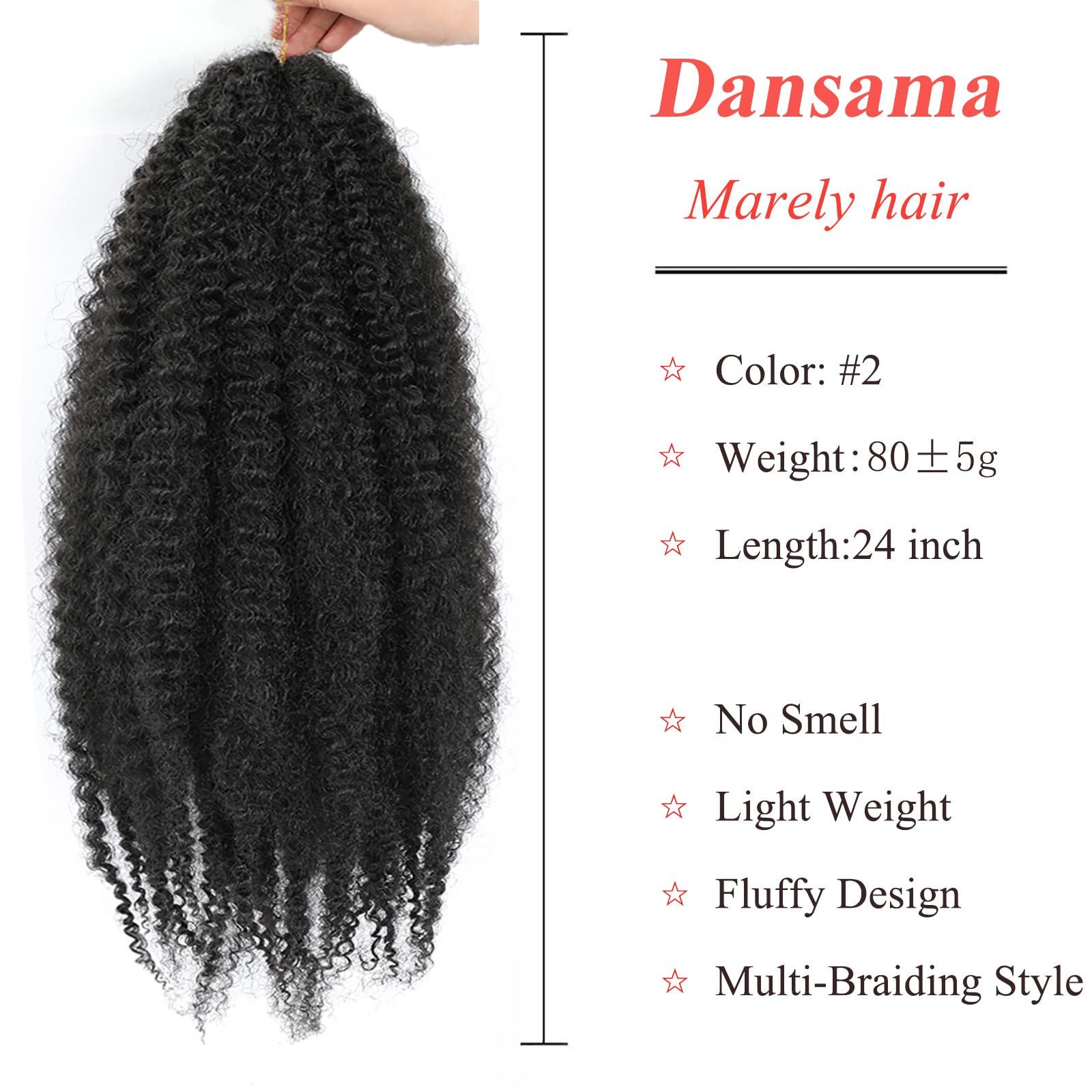 Dansama Marley Braiding Hair 24 Inch Marley Hair For Goddess Locs Crochet Hair Marley Hair For Twists Hair Extensions (24 Inch (