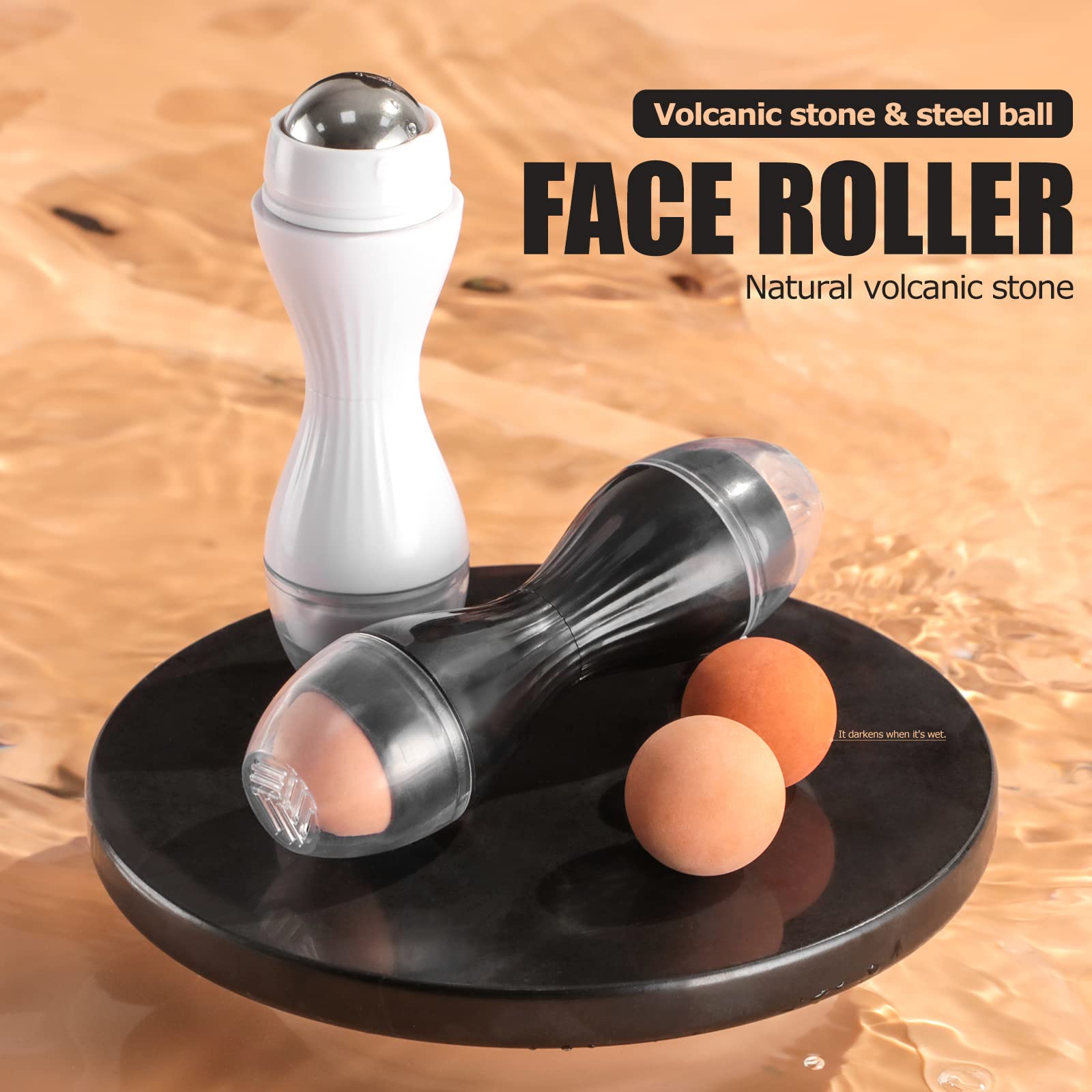 Jpnk Oil Absorbing Volcanic Roller, Portable Reusable Oil-Resistant Face Roller, Oil Control Natural Stone Facial Tool, Suitable