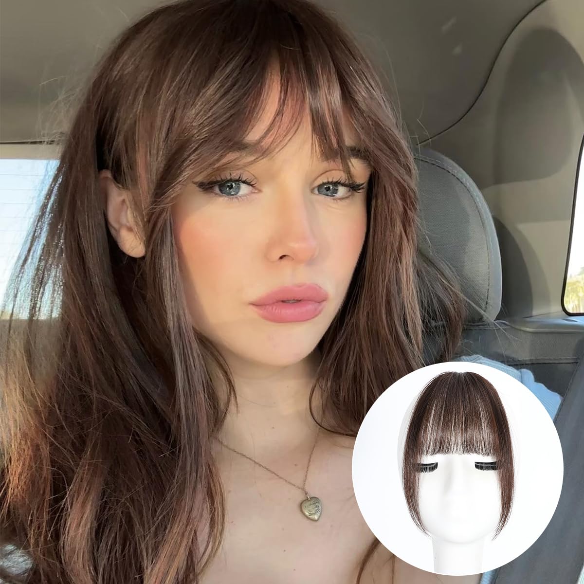 MISNEY Bangs Hair Clip in Bangs Real Human Hair Extensions Wispy Bangs Fringe with Temples Hairpieces Air Bangs for Women Human 