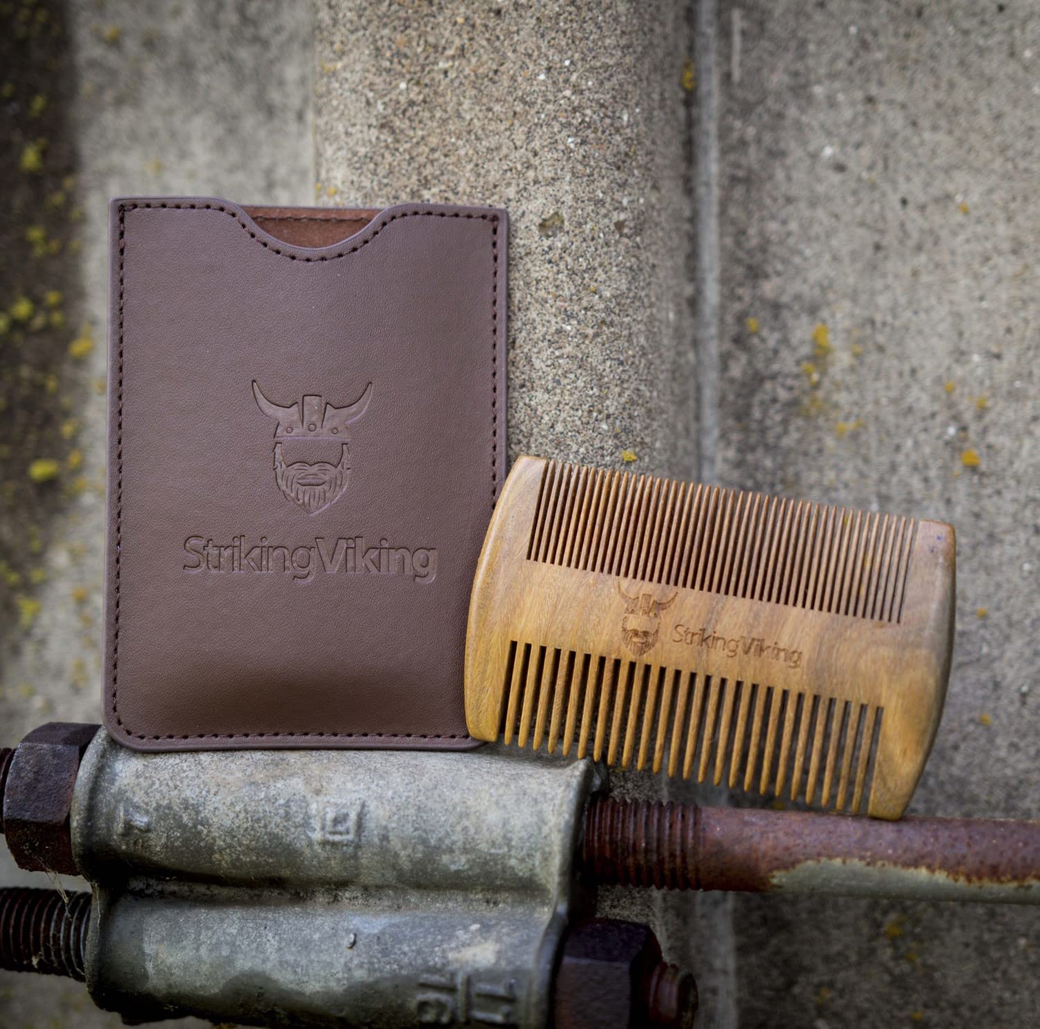 Sandalwood Beard Comb and Case - Pocket Sized Wooden Beard & Mustache Comb with Fine & Coarse Teeth - Perfect for Use with Balms