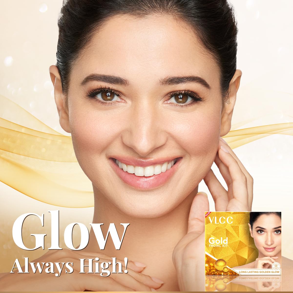 VLCC Gold Facial Kit - Single Use | Salon Like Facial at Home in Just 6-Steps | Includes Cleanser, Scrub, Cream, Face Pack & Moi