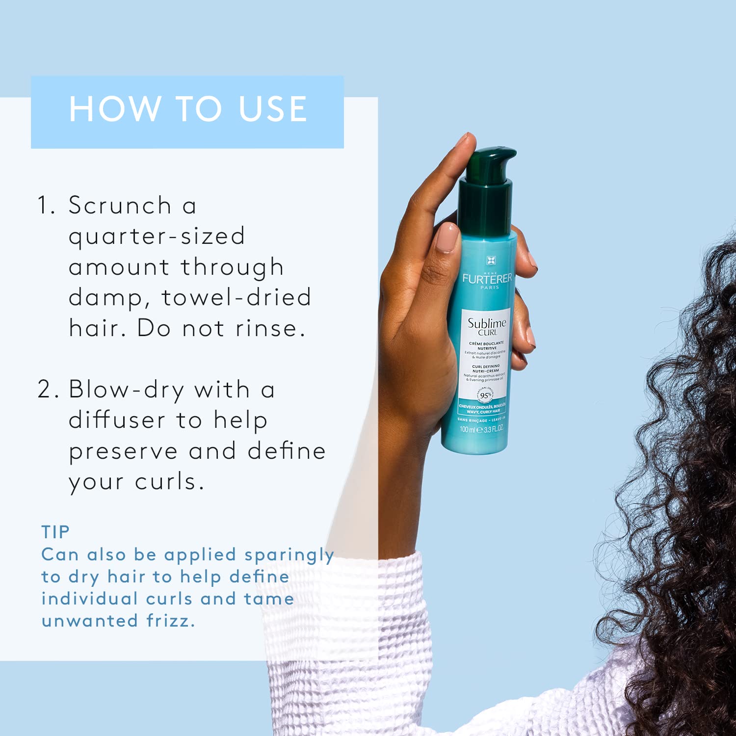 Rene Furterer SUBLIME CURL Curl Nutri-Activating Cream - For Curly, Wavy Hair - Curl Enhancing Leave-In - Humidity & Frizz Contr