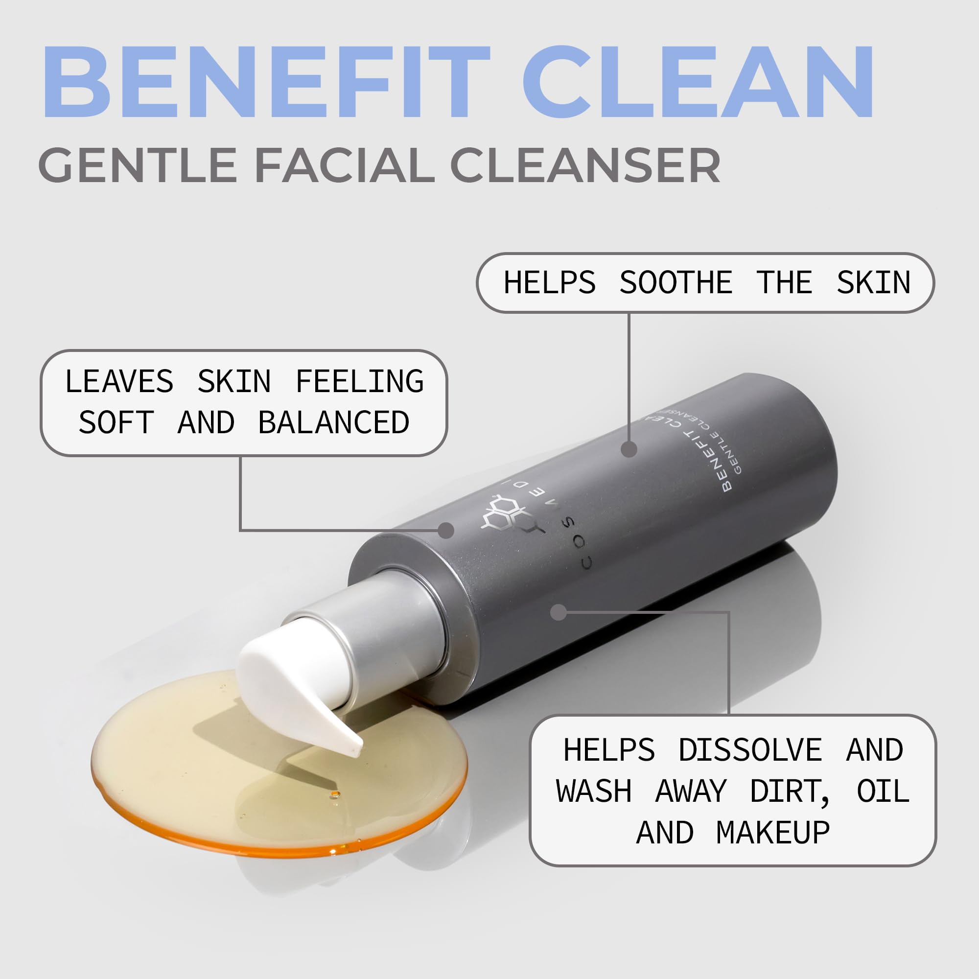 COSMEDIX Hydrating Face Wash for Women & Men, Benefit Clean Gentle Cleanser Gel - Moisturizing Face Cleanser & Pore Minimizer Fo