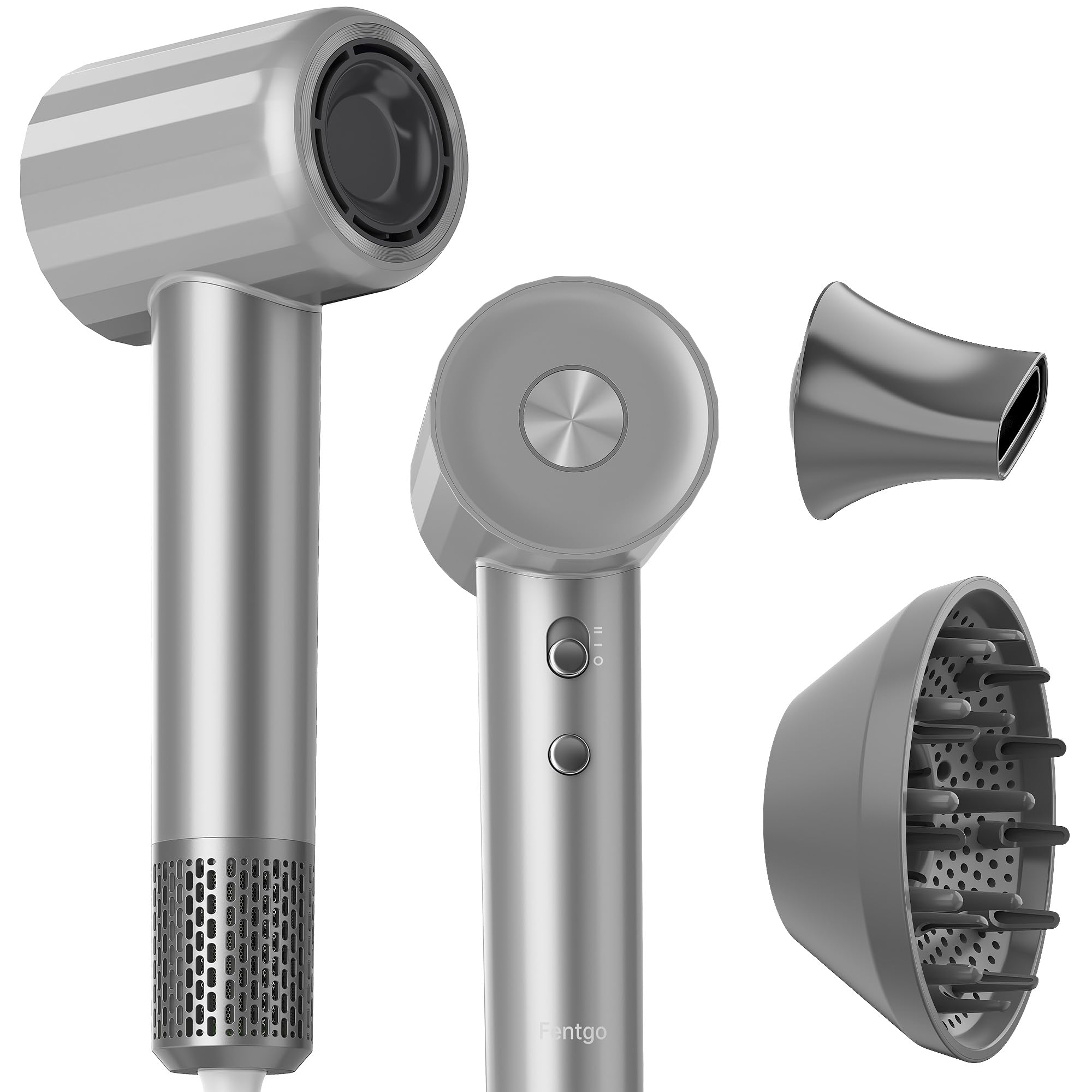 Fentgo High Speed Ionic Hair Dryer with Diffuser, Professonal Blow dryers 110,000 RPM Brushless Motor for Fast Drying, 1500W 4Te