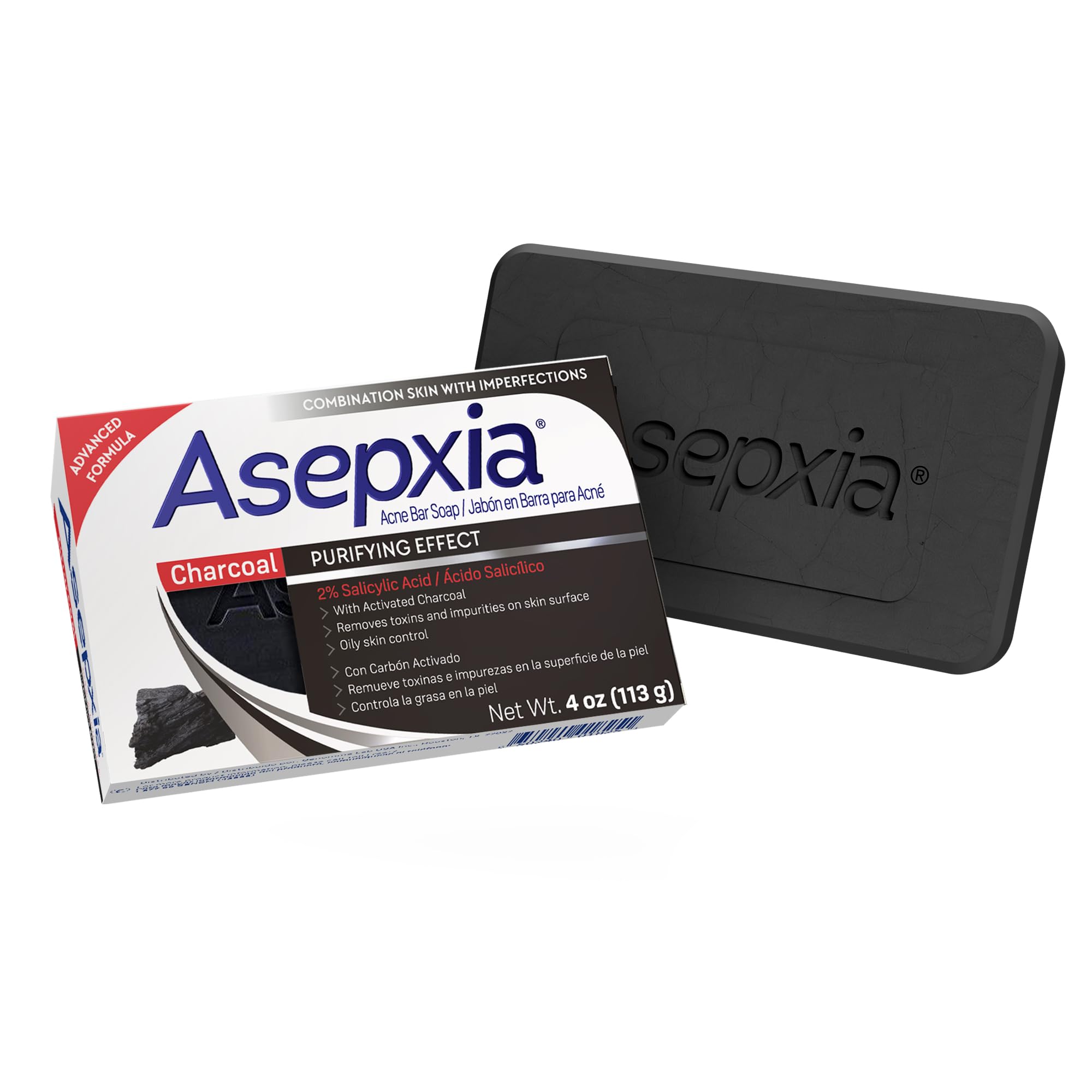 Asepxia Salicylic Acid & Activated Charcoal Bar Soap | Acne Treatment, Reduces Pimples & Blemishes, Deep Cleansing Facial Cleans