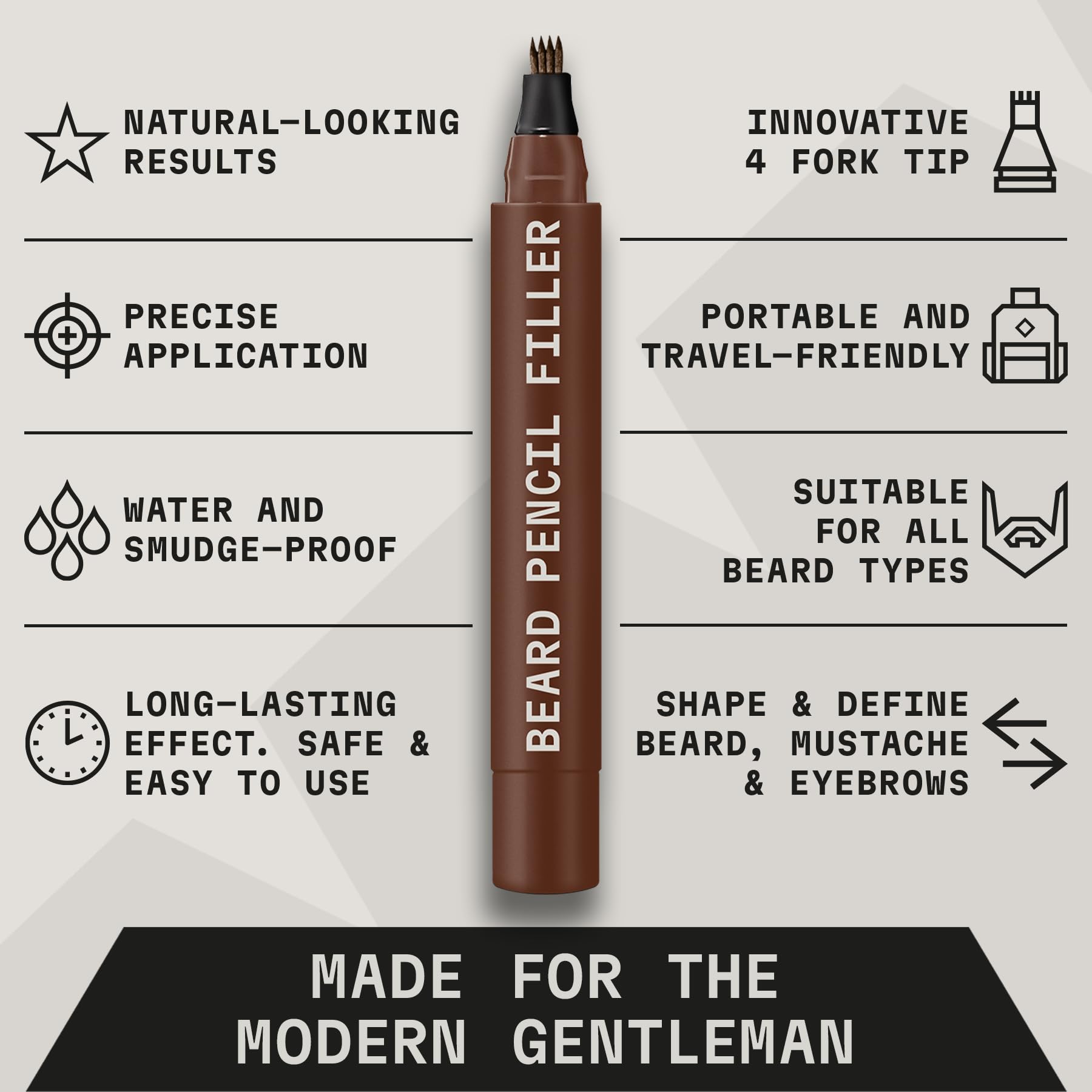 Striking Viking 2 Pack Beard Pencil Filler For Men With 4 Tips - Waterproof Formula Beard Filling Kit With Brush - Beard Filler