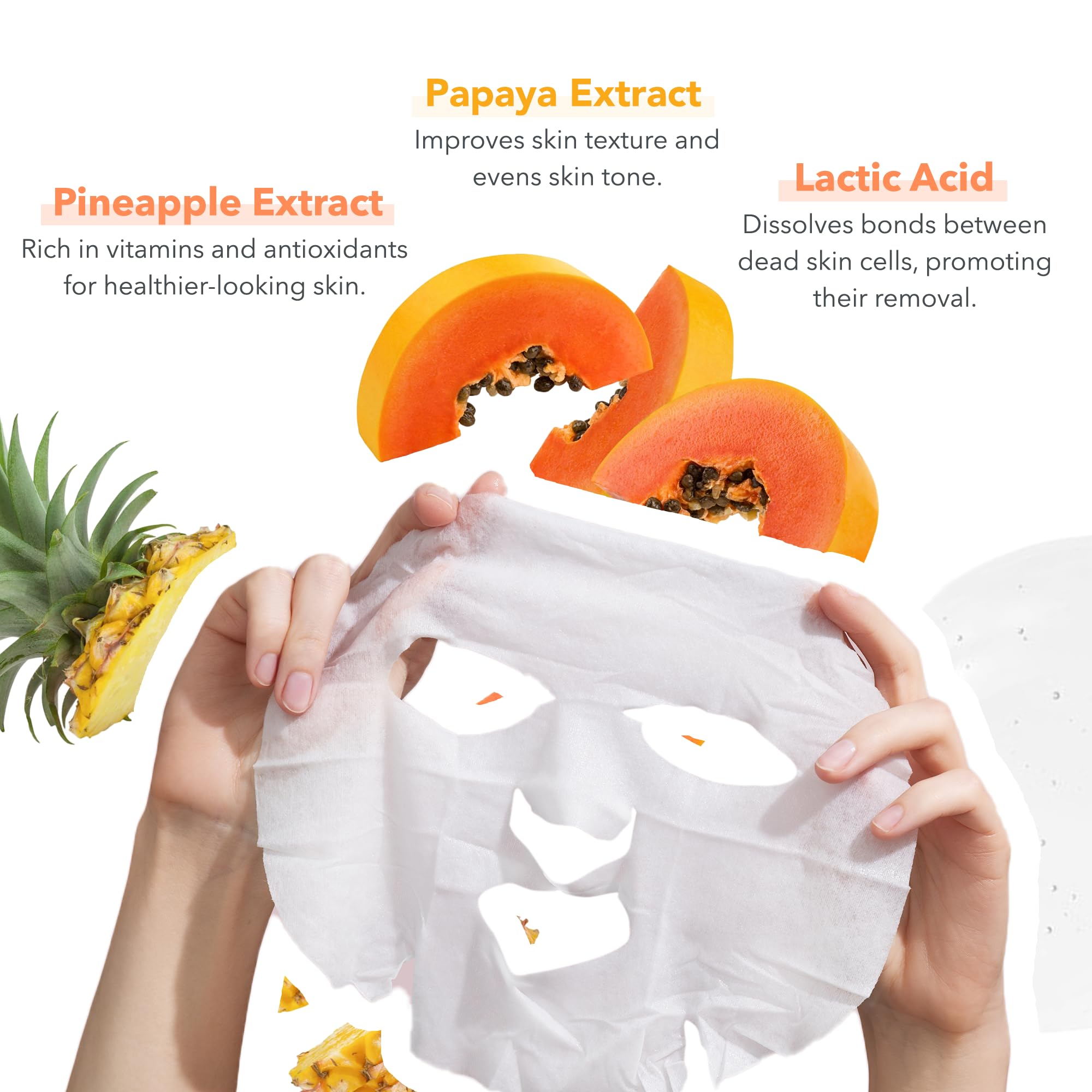 Patchology Exfoliating Face Mask - Exfoliate Mate Sheet Mask with Papaya and Pineapple gently unclogs pores and brightens skin,