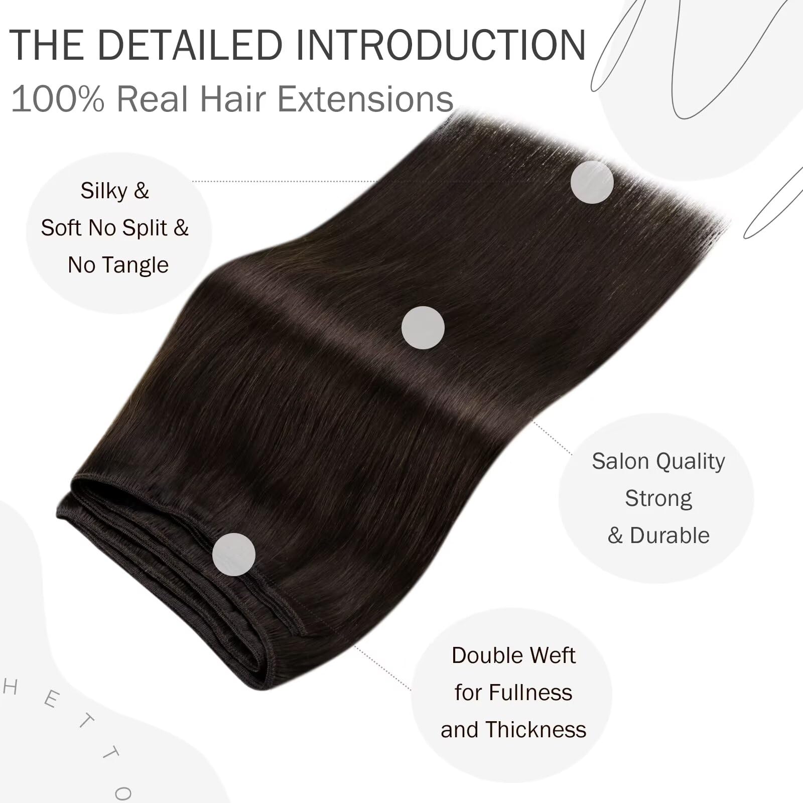 Hetto Brown Sew in Hair Extensions Human Hair Weft 14 Inch 80g #2 Darkest Brown Hand Tied Sew in Human Hair Weft Extensions Braz