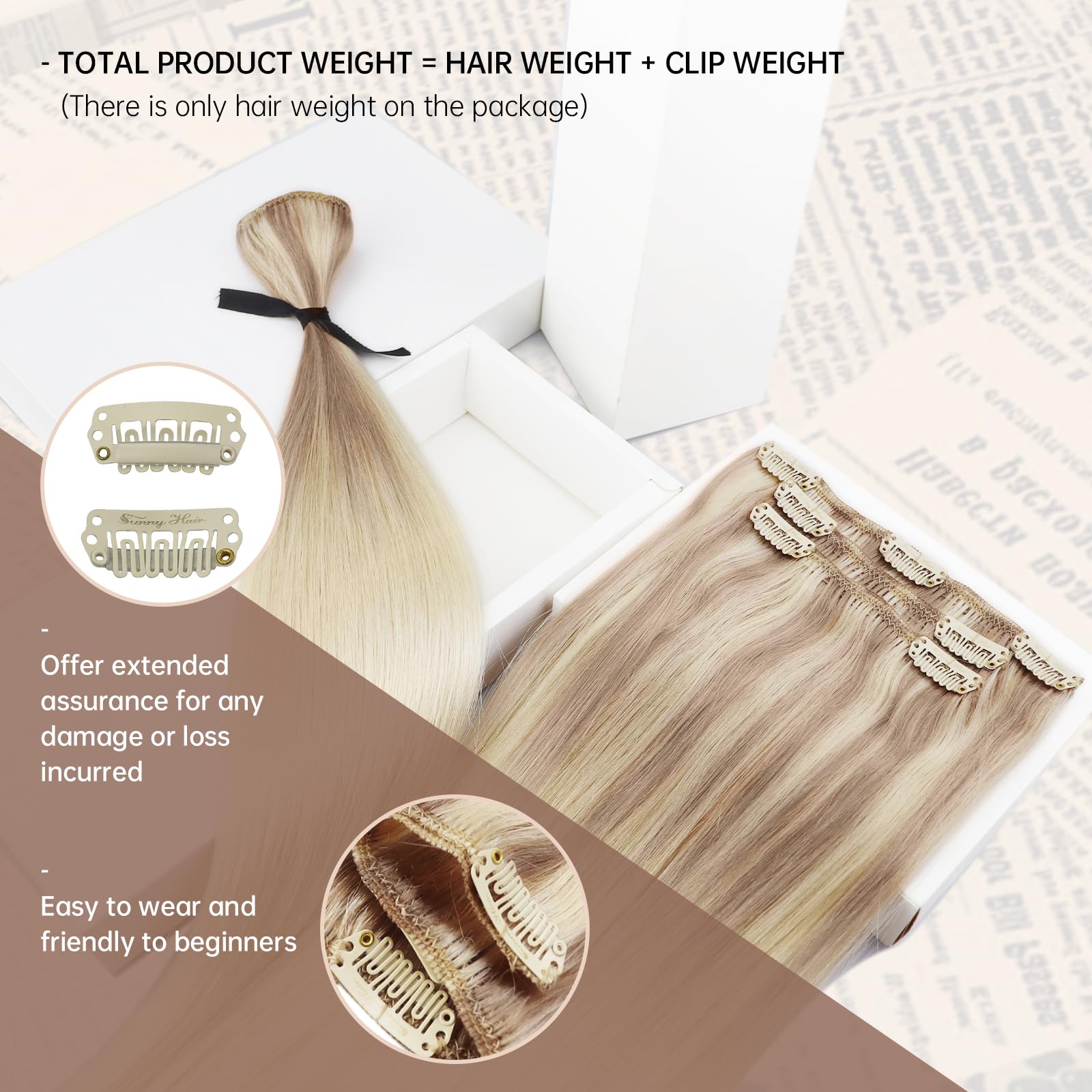 Sunny Ombre Clip In Hair Extensions Real Human Hair Blonde Clip In Extensions Ash Blonde To Light Blonde Balayage Platinum Blond