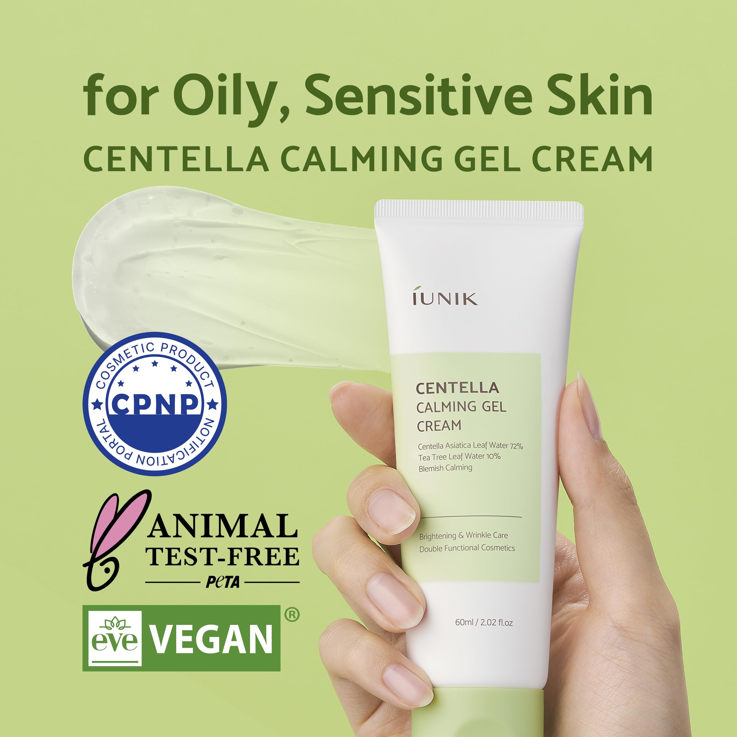 Iunik Centella Edition Skincare Set (Cream 2.02 Fl.Oz. & Mini Serum 0.51 Fl.Oz.) - Centella Asiatica And Tea Tree Leaf Waters To