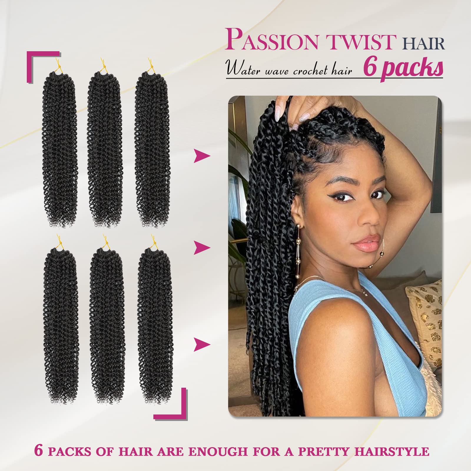 Dansama Passion Twist Hair Water Wave Braiding Hair For Butterfly Style Crochet Braids Bohemian Hair Extensions (18Inch, #2, Eco