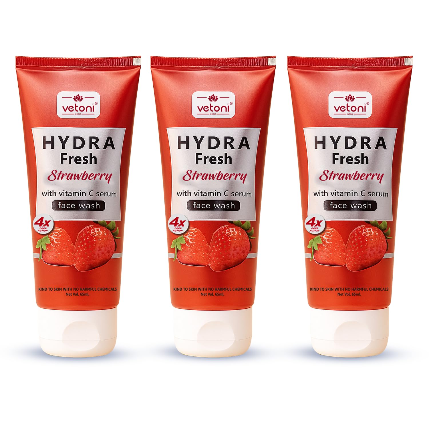 Vetoni Hydra Fresh Strawberry Facewash For Oily And Acne Prone Skin Deeply Cleanses Refreshes And Hydrates Skin For A Smooth Cle