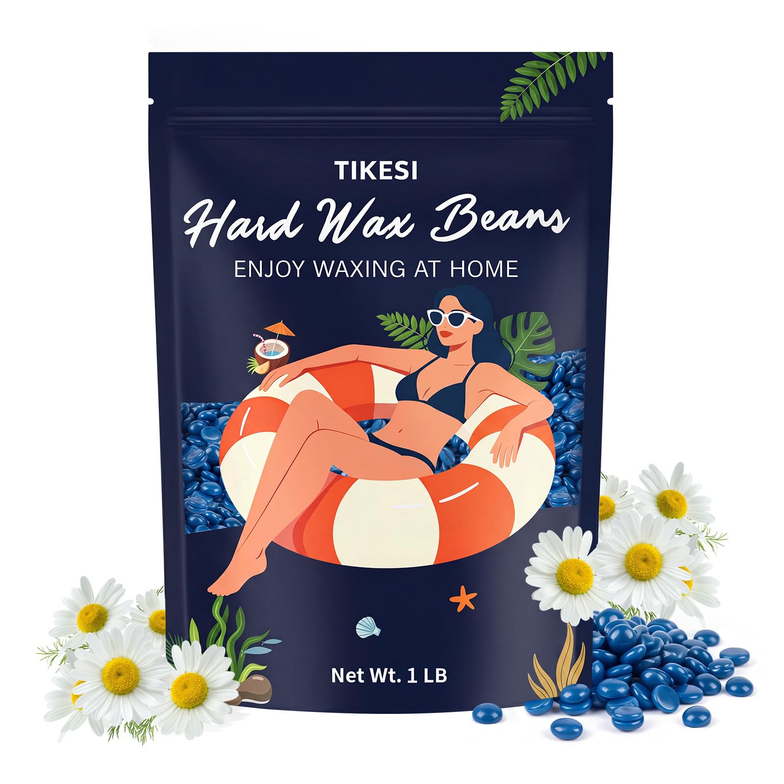 TIKESI Hard Wax Beads Refill for Hair Removal, Brazilian Waxing Beads 16 Ounce (Pack of 1) Chamomile