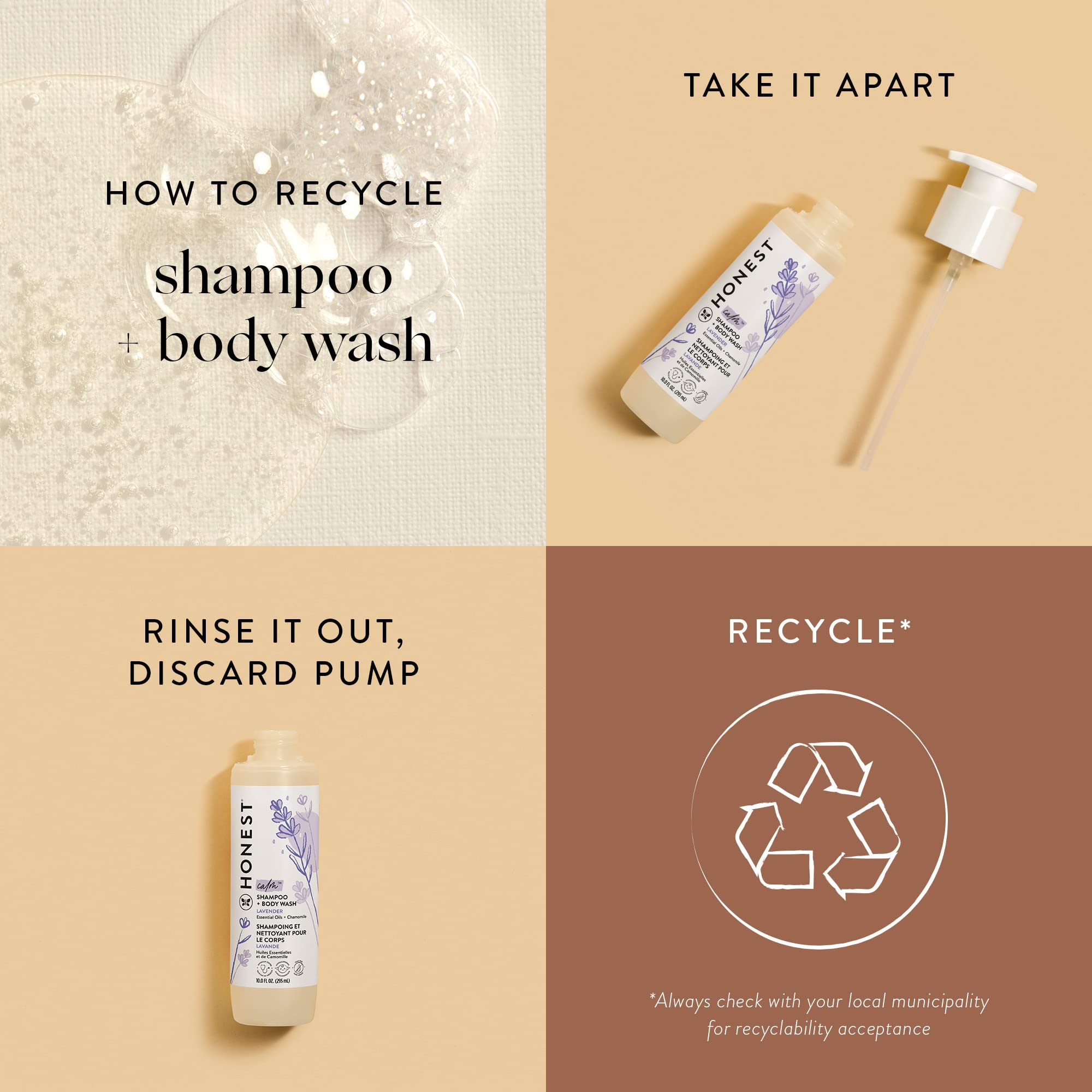 The Honest Company 2-In-1 Cleansing Shampoo + Body Wash  Gentle For Baby  Naturally Derived, Tear-Free, Hypoallergenic  Lavender