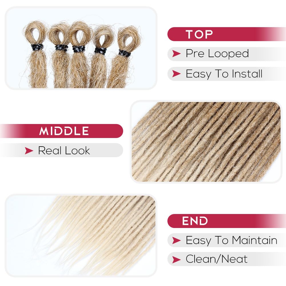Kraler 22 Inch 40 Strands Dreadlock Extensions, Thin 0.6Cm Width Brown To Blonde Synthetic Crochet Dreads Extensions 100% Handma