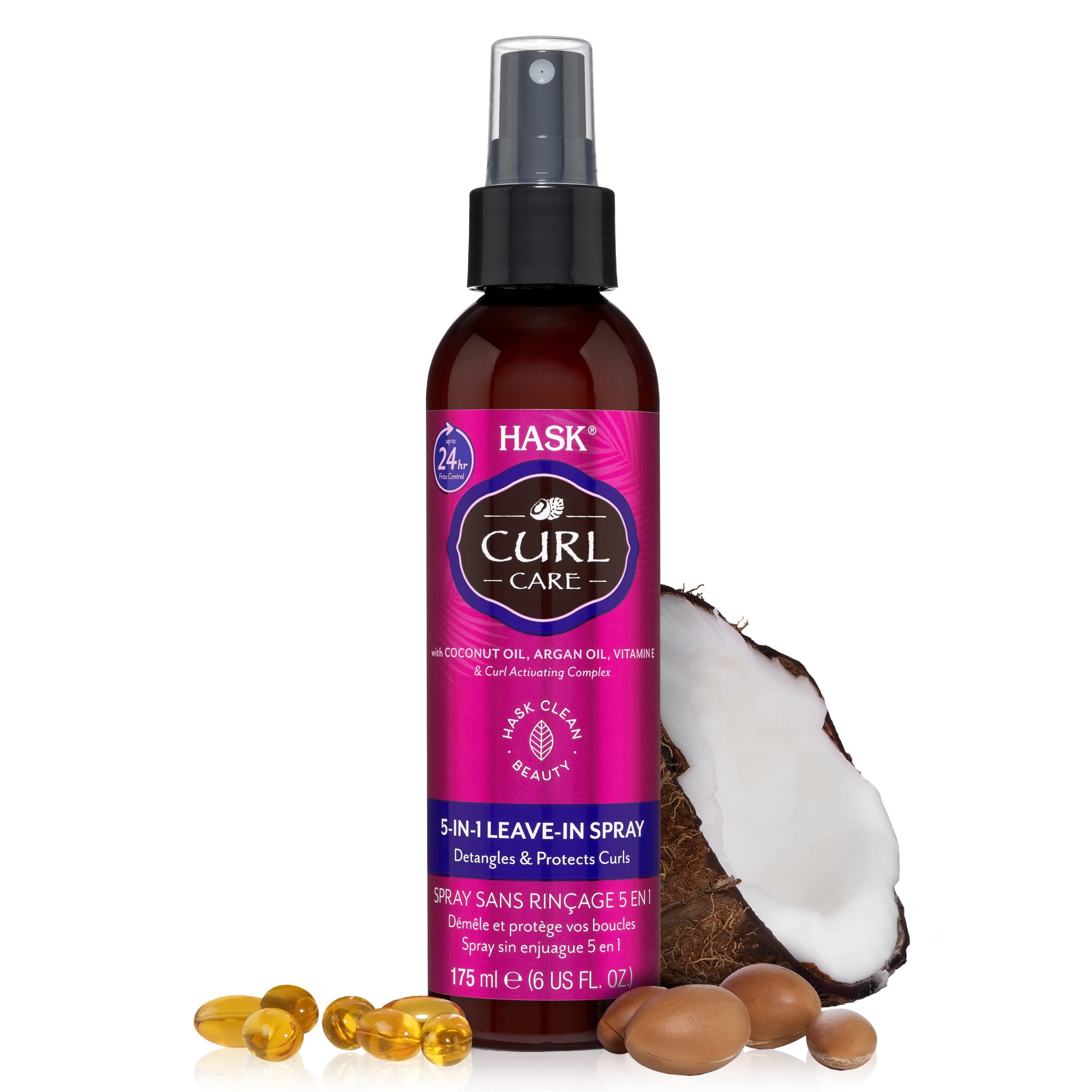 HASK CURL CARE 5-IN-1 Leave-In Spray Conditioner for Curly Hair Types, Vegan Formula, Cruelty Free, Color Safe, Gluten-Free, Sul