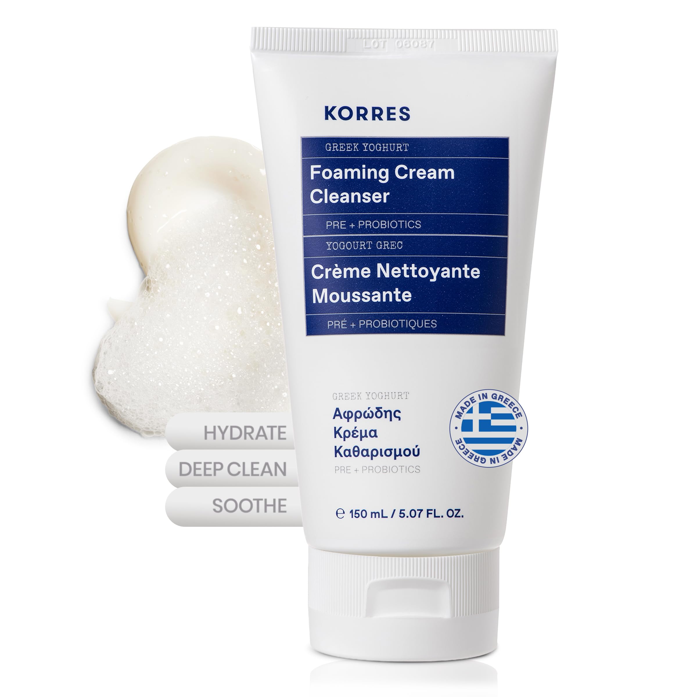 KORRES Greek Yoghurt Foaming Cream Cleanser 150 Ml, 5.07 fl. oz.