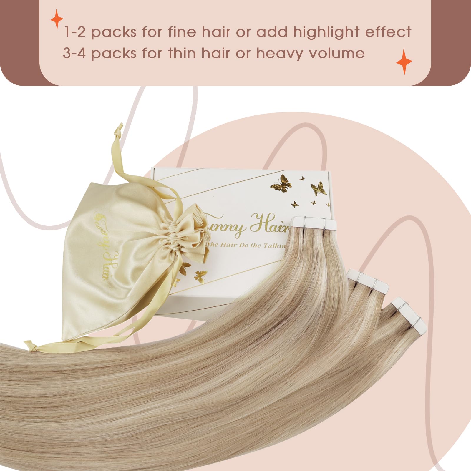 Sunny Hair Tape In Hair Extensions Human Hair Ash Blonde Highlights Tape In Hair Extensions Ash Blonde Mix Blonde Hair Extension