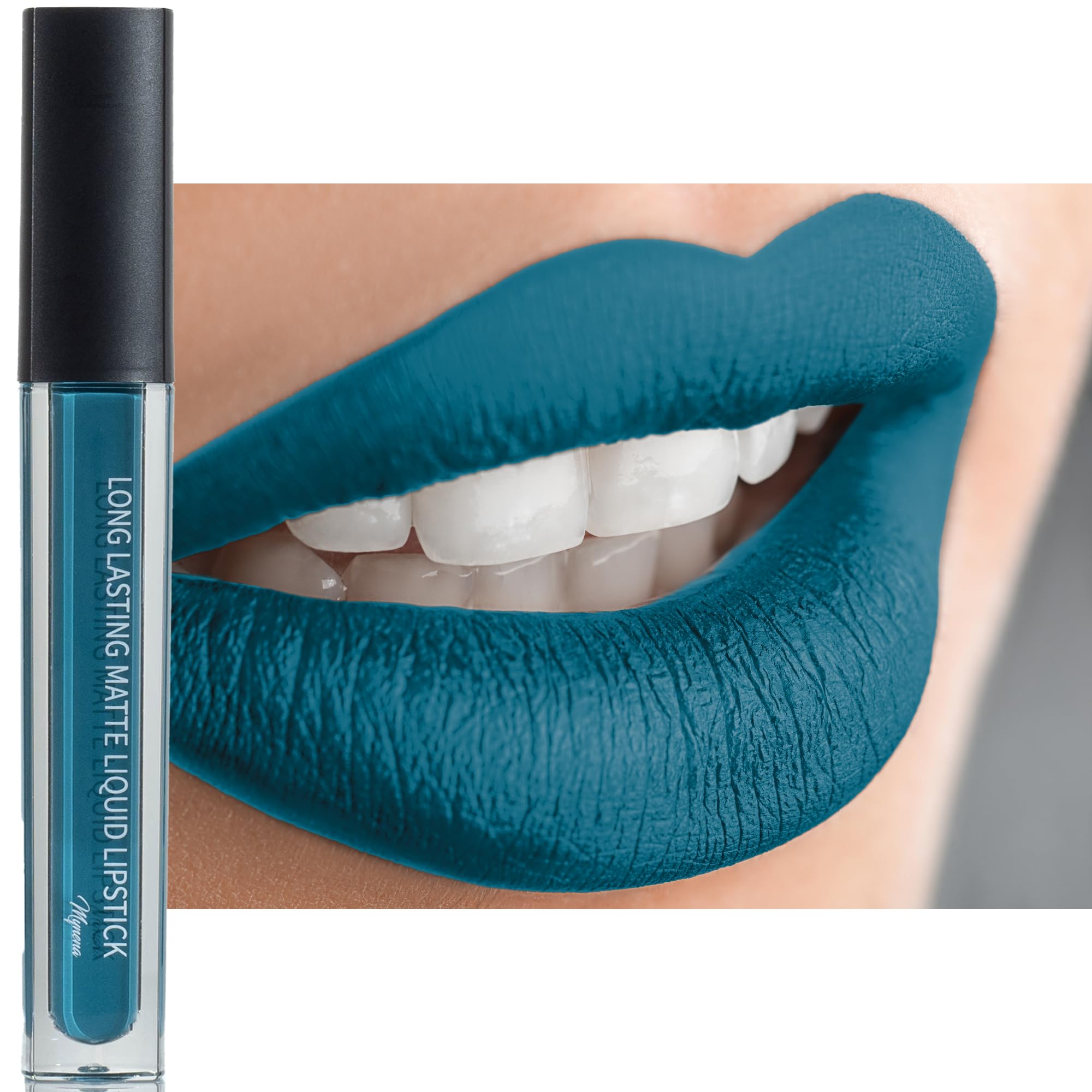 Mynena Teal Blue Long-Lasting Matte Liquid Lipstick | Intense Color, Smudge-Proof & Waterproof | Comfortable, Hydrating Shea But