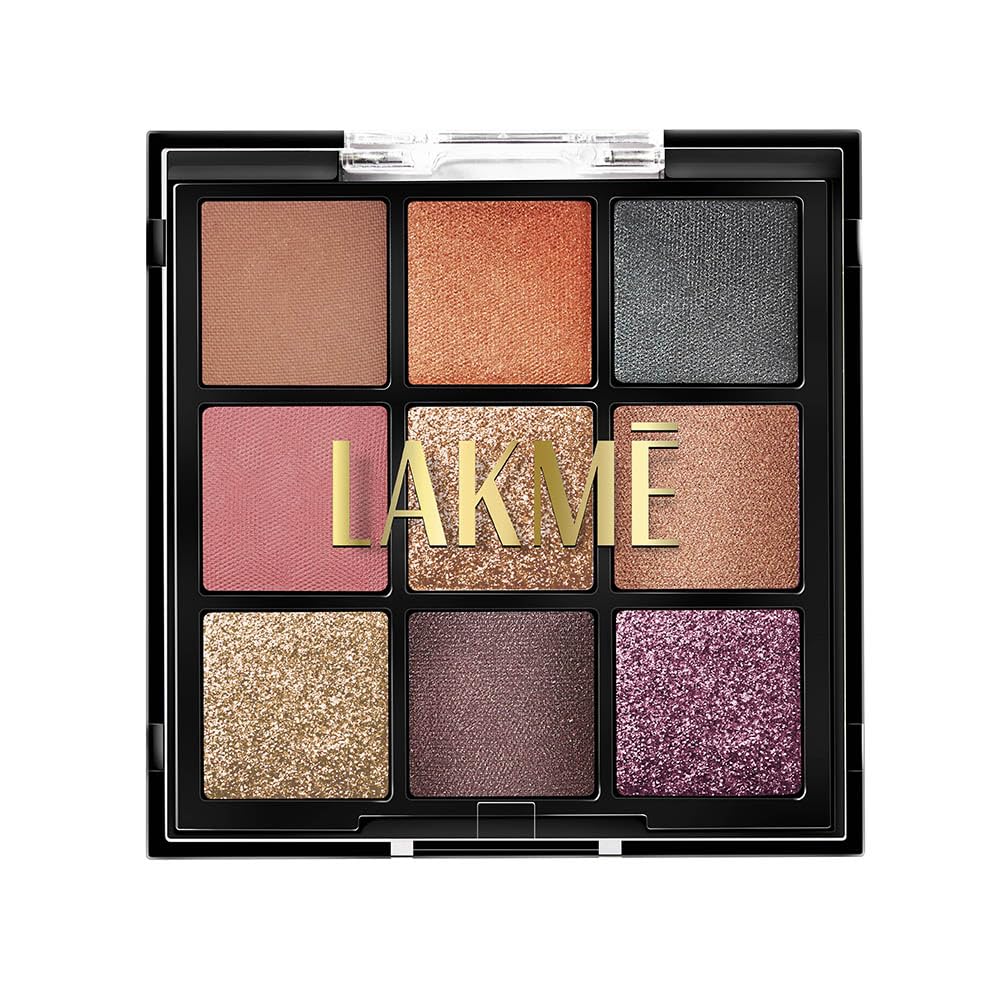 Lakm 9 In 1 Eyeshadow Powder Eveningglam 11.7G - Matte, Shimmer And Metallic