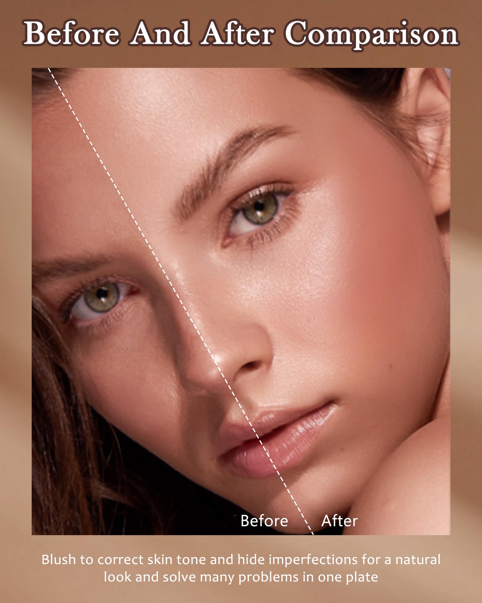 Face Matte Blush Powder Palette-2Colors Buildable Facial Cheek Blusher Pressed Powder Light Luxury Blush Contour Palette For Fac