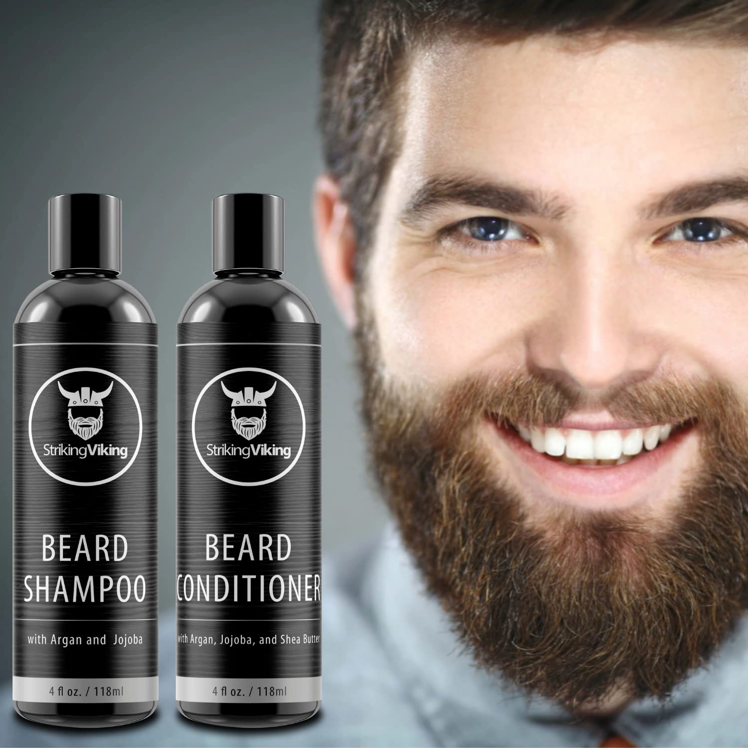 Beard Shampoo And Beard Conditioner For Men, Naturally Derived Ingrediets Beard Wash Set Cleanse Softens & Conditions With Organ