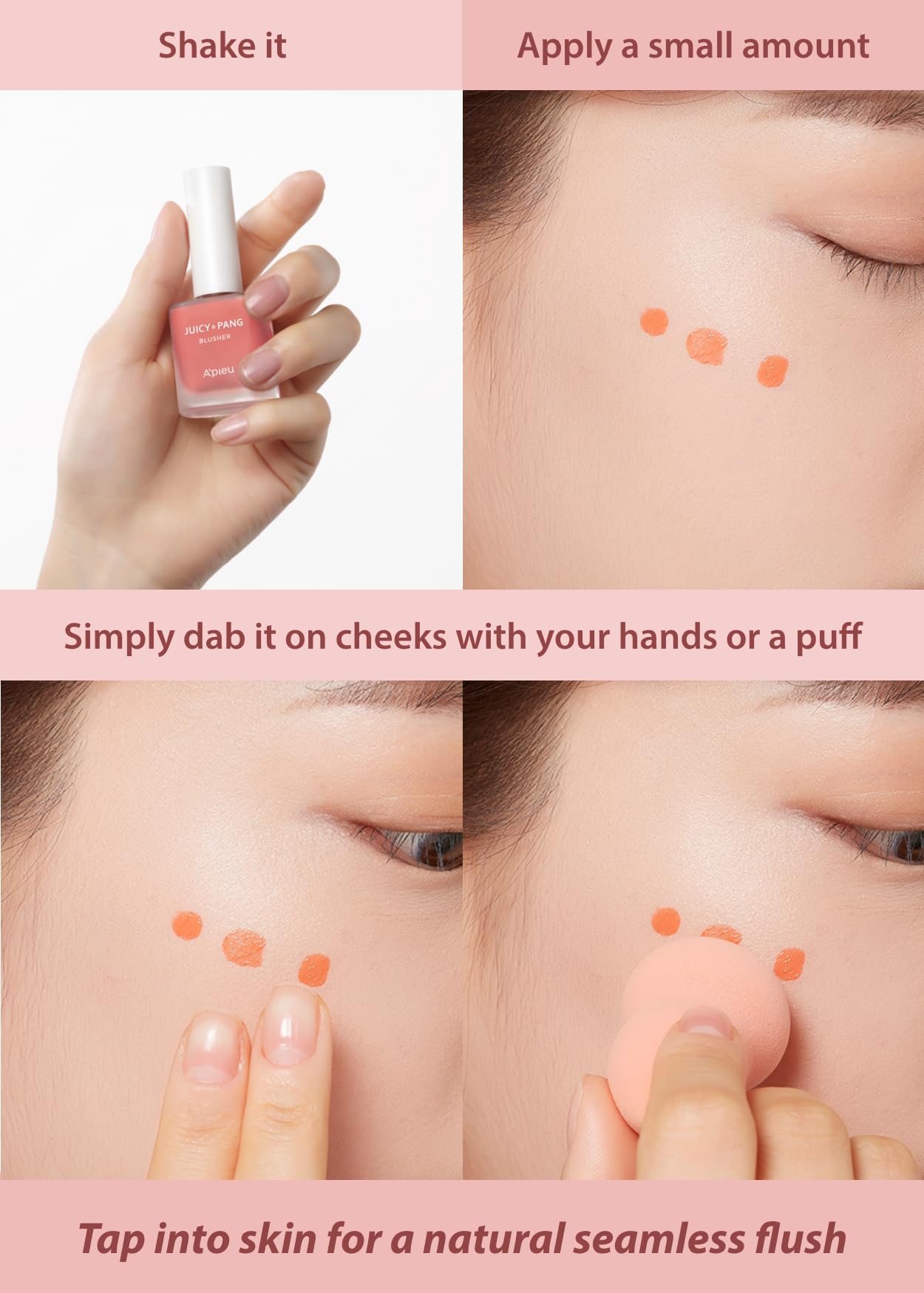 A'PIEU Juicy-Pang Water Blusher [PK03] (0.31 fl oz) - Dewy-Liquid Cheek Color with Fruity Tint and Soft Blendable Texture. Fruit