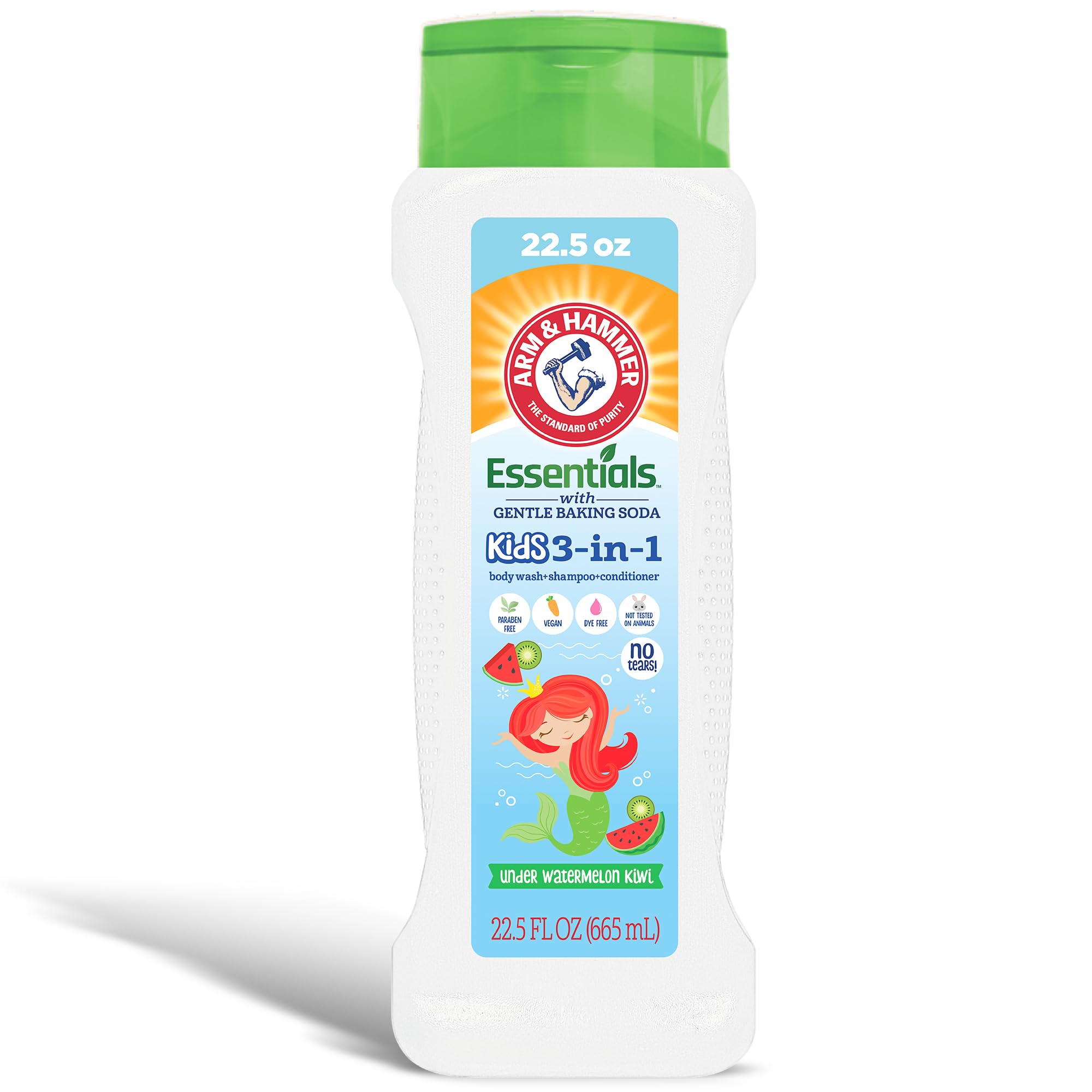 Arm & Hammer Essentials 3-In-1 Kids Watermelon Kiwi Shampoo, Conditioner And Non-Toxic Body Wash - 22.5Oz