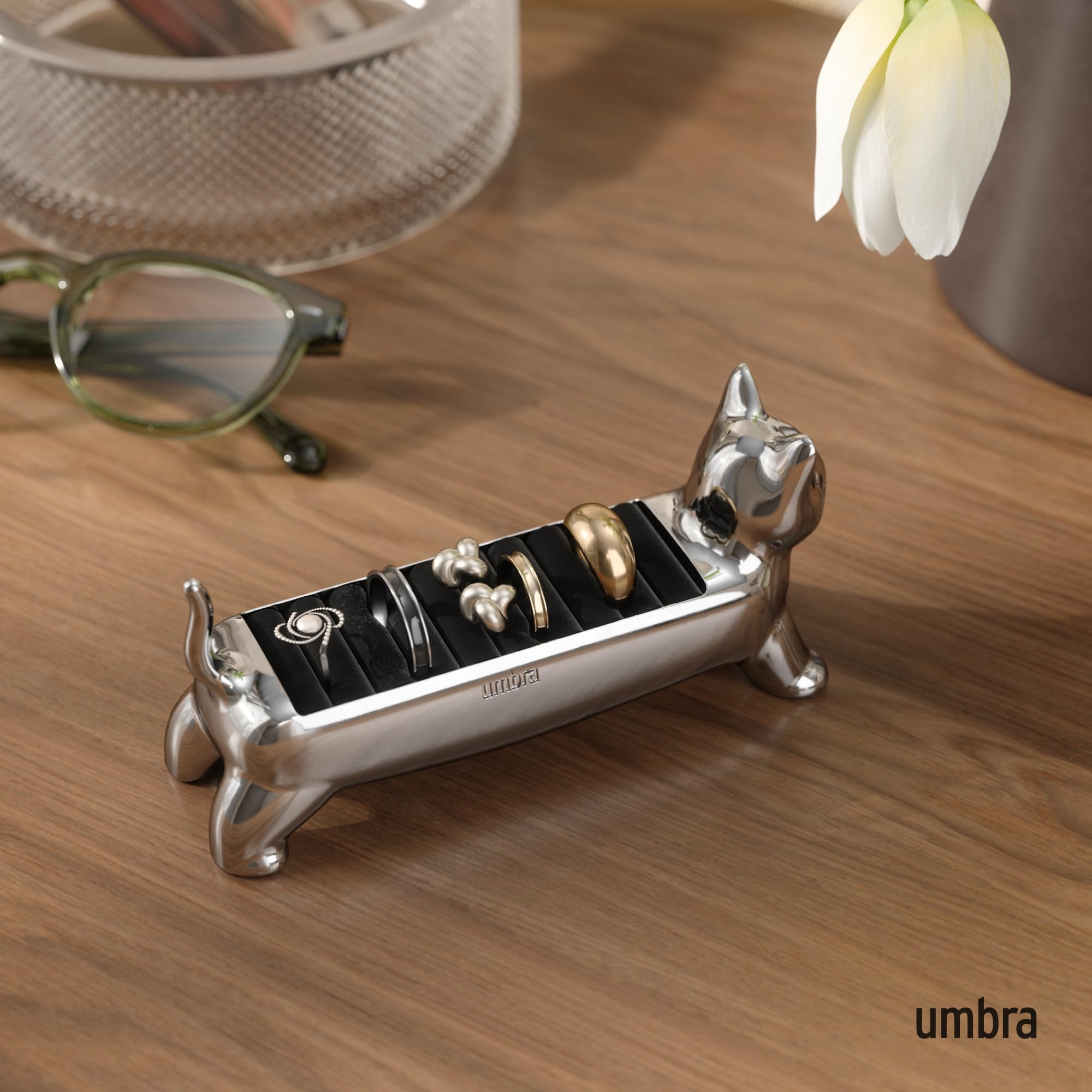 Umbra Cat Ring Holder - Gift for Cat Lovers - Jewelry Storage, Chrome