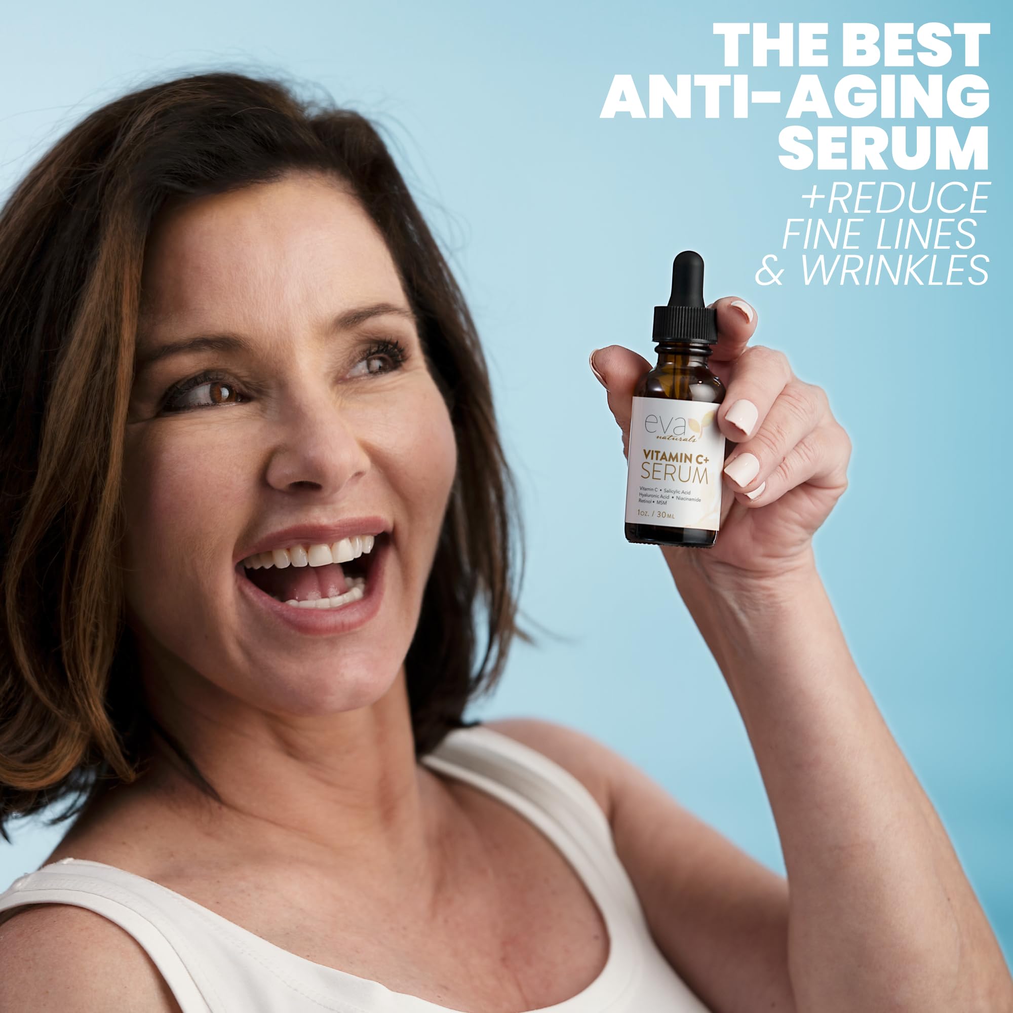 Eva Naturals Vitamin C Face Serum With Hyaluronic Acid - Anti Aging Serum - Reduce Dark Spots, Acne & Wrinkles - Retinol, Niacin