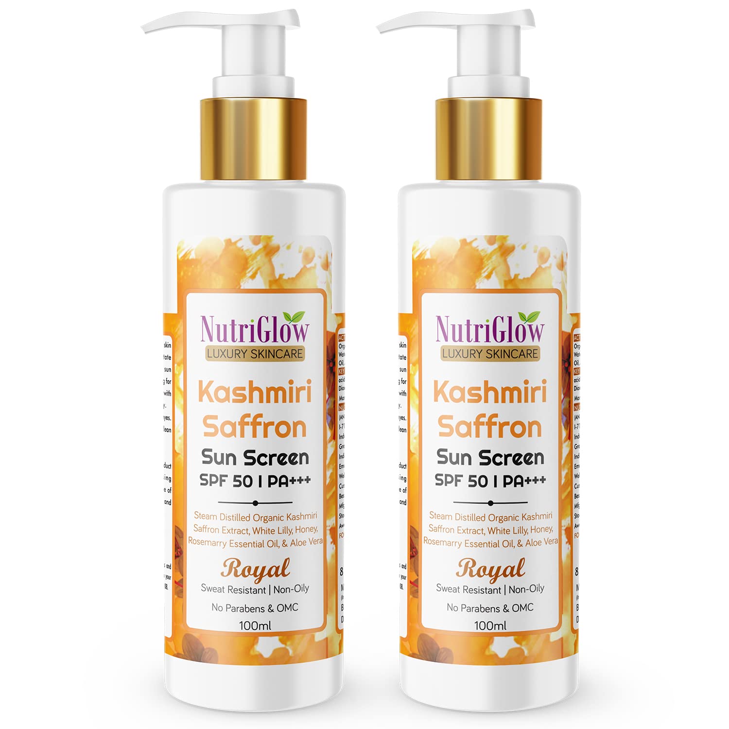 Nutriglow Kashmiri Saffron Sunscreen Spf50 Pa+++ | For NonGreasy, AntiAging Skin| Tan Treatment With Broad Spectrum| Paraben A