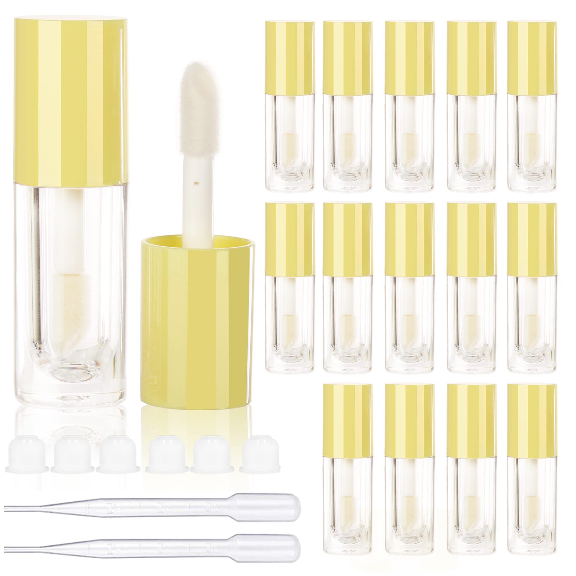 COSIDEA 14pcs Empty 6ml big brush lip gloss tubes for DIY lip gloss,yellow lipgloss containers