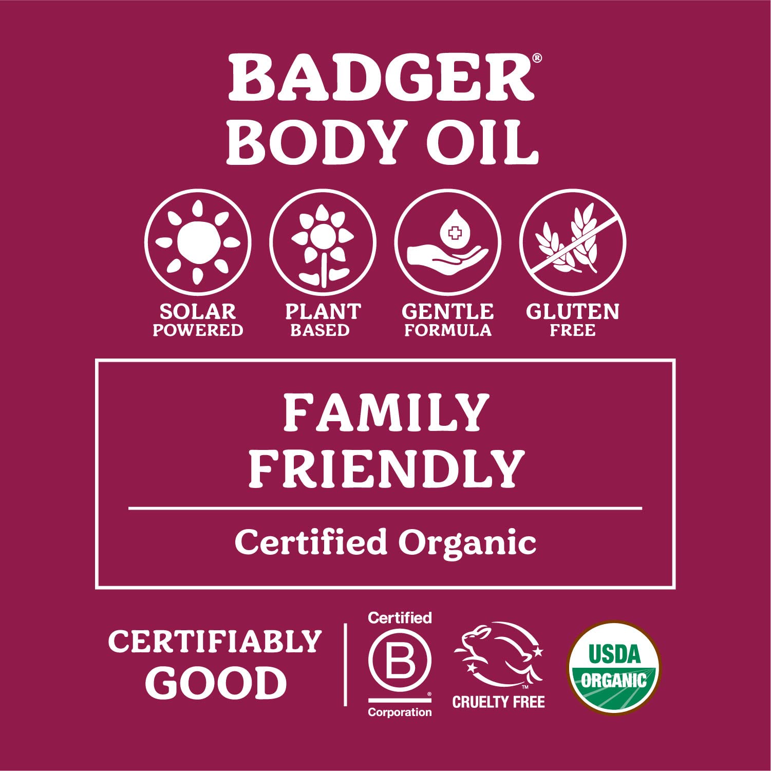Badger - Body Oil, Damascus Rose, Certified Organic Body Oil, Natural Body Oil, Skincare Oil, Body Oil Organic, After Shower Bod