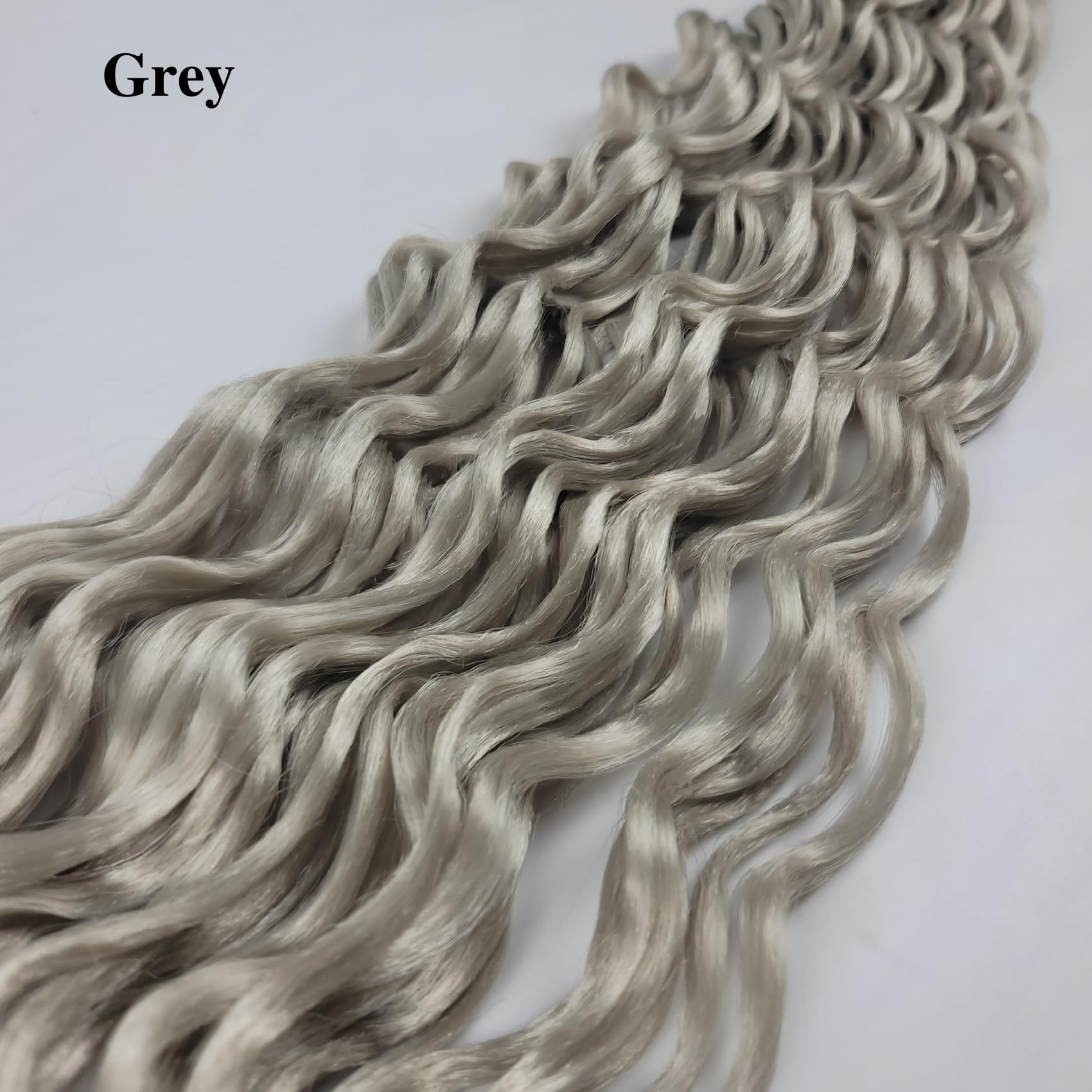 Silver Grey Curly Braiding Hair Deep Wave Curly Braiding Hair For Boho Braids Crochet Braids Deep Wave 24 Inch