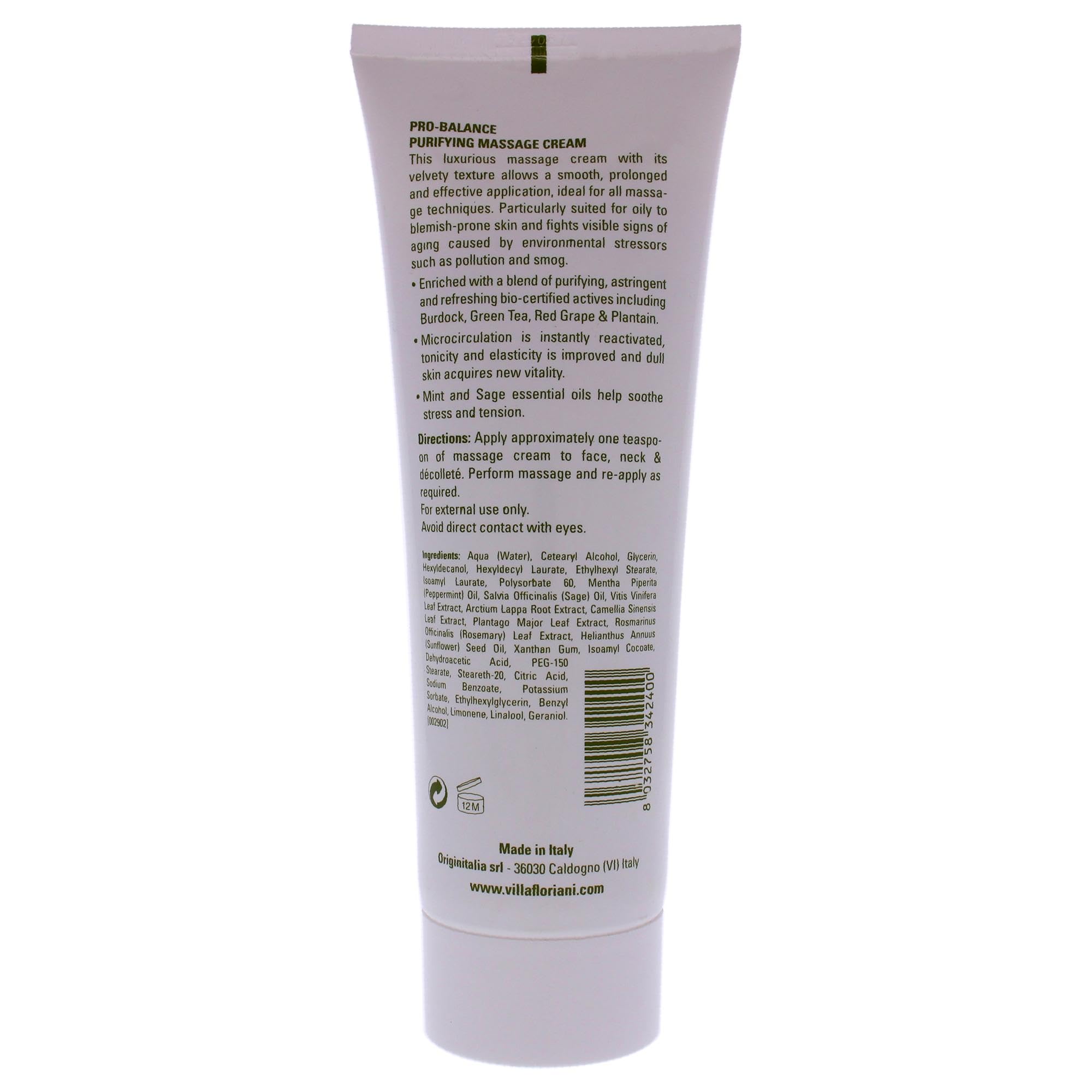 Villa Floriani Pro-Balance Purifying Massage Cream Women 8.45 Oz