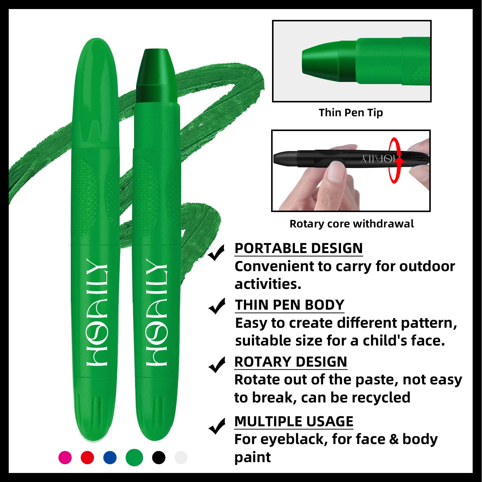 Hosaily Eye Black Stick, Green Eyeblack Sporting Face Paint For Softball Baseball Football Lacrosse Long Lasting Cream Face Body
