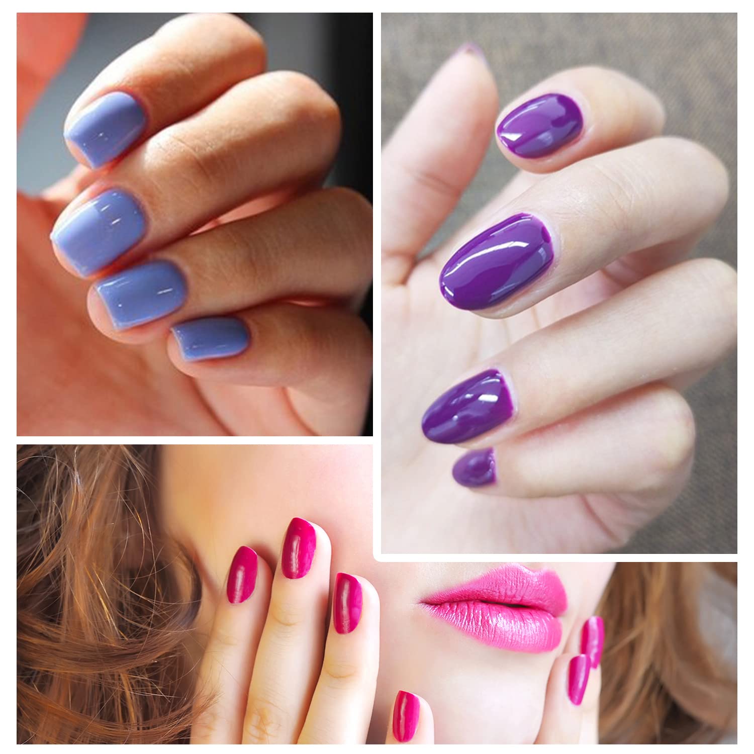 WOKOTO 20 Sheets Purple Solid Nail Stikcers Full Nail Wraps for Women Nail Art Decals Nail Polish Strips 280 Tips Gel Nail Strip