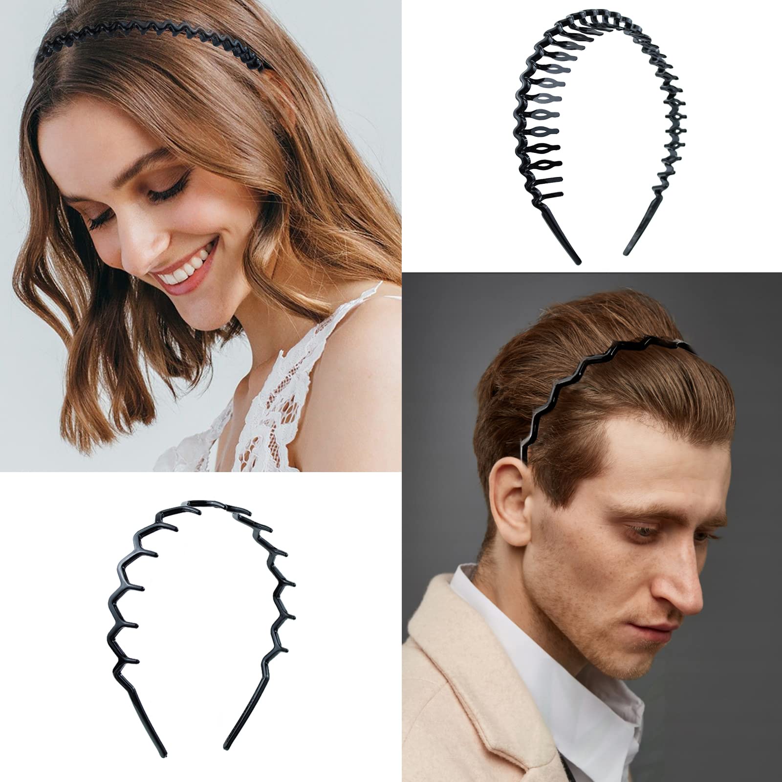 8 PCS Non Slip Fashion Plastic Headbands with Teeth Skinny Hair Band Combs Hair Hoop Hair Accessory for Women Men Hair Decoratio