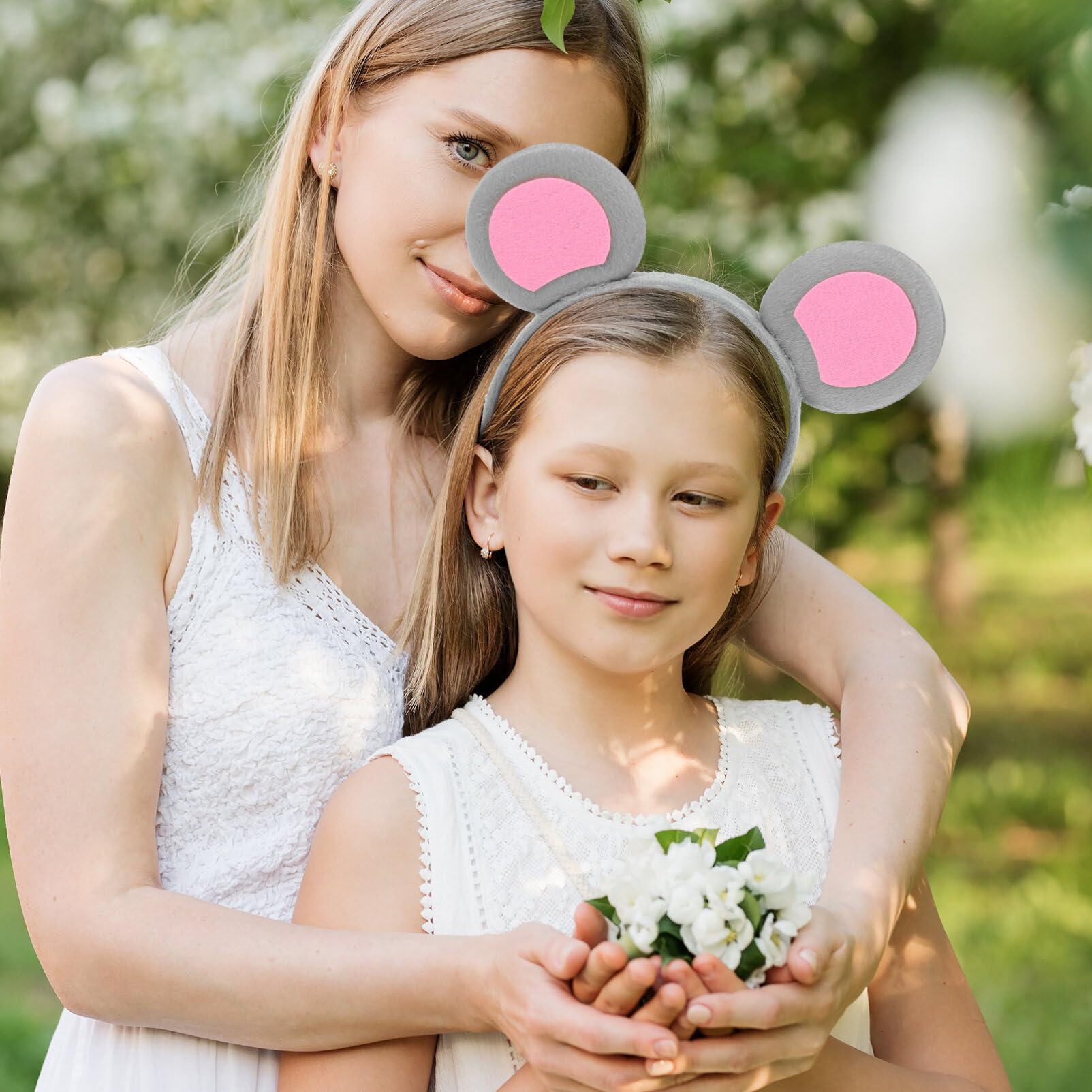 Angoily 2Pcs Mouse Ears Headband, Plush Ears Headband, Ear Headbands Hair Band, Rat Hair Hoop Hair Accessories Mouse Rat Costume