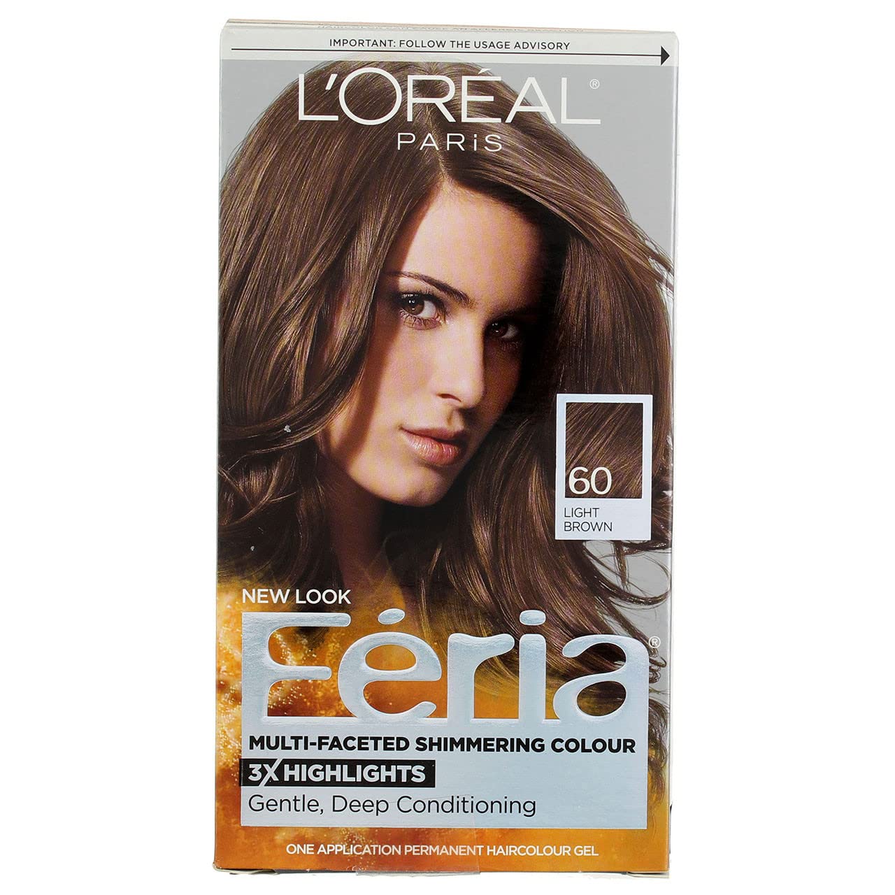 L’Oreal Paris Feria Multi-Faceted Shimmering Color, 60 Light Brown, 1 Count (Pack of 2) - Hair Dye for Vibrant Color Transformation
